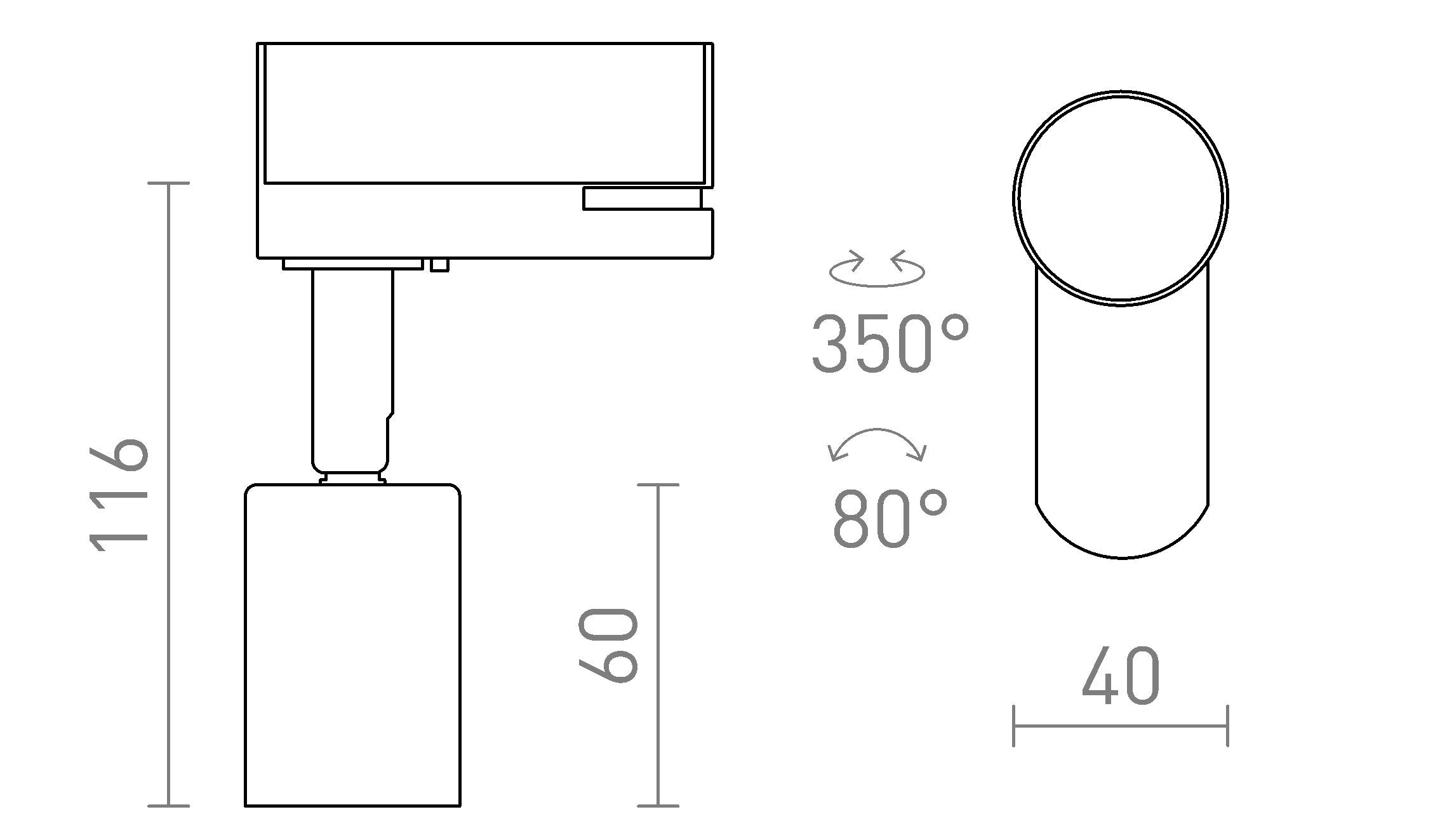 FAX E27 pour rail triphasé - Product sketch