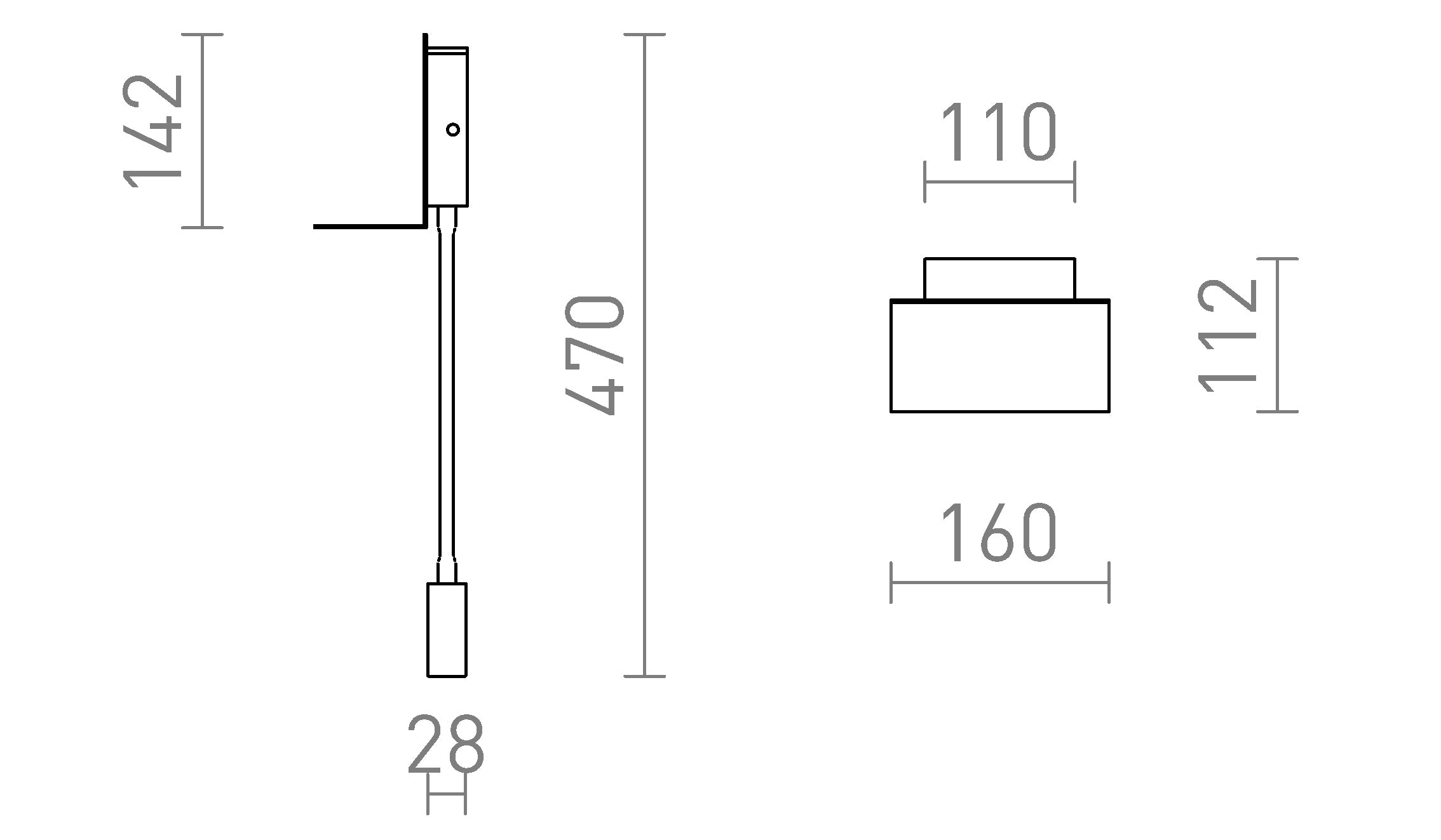 ROSTAM vägg med USB - Product sketch