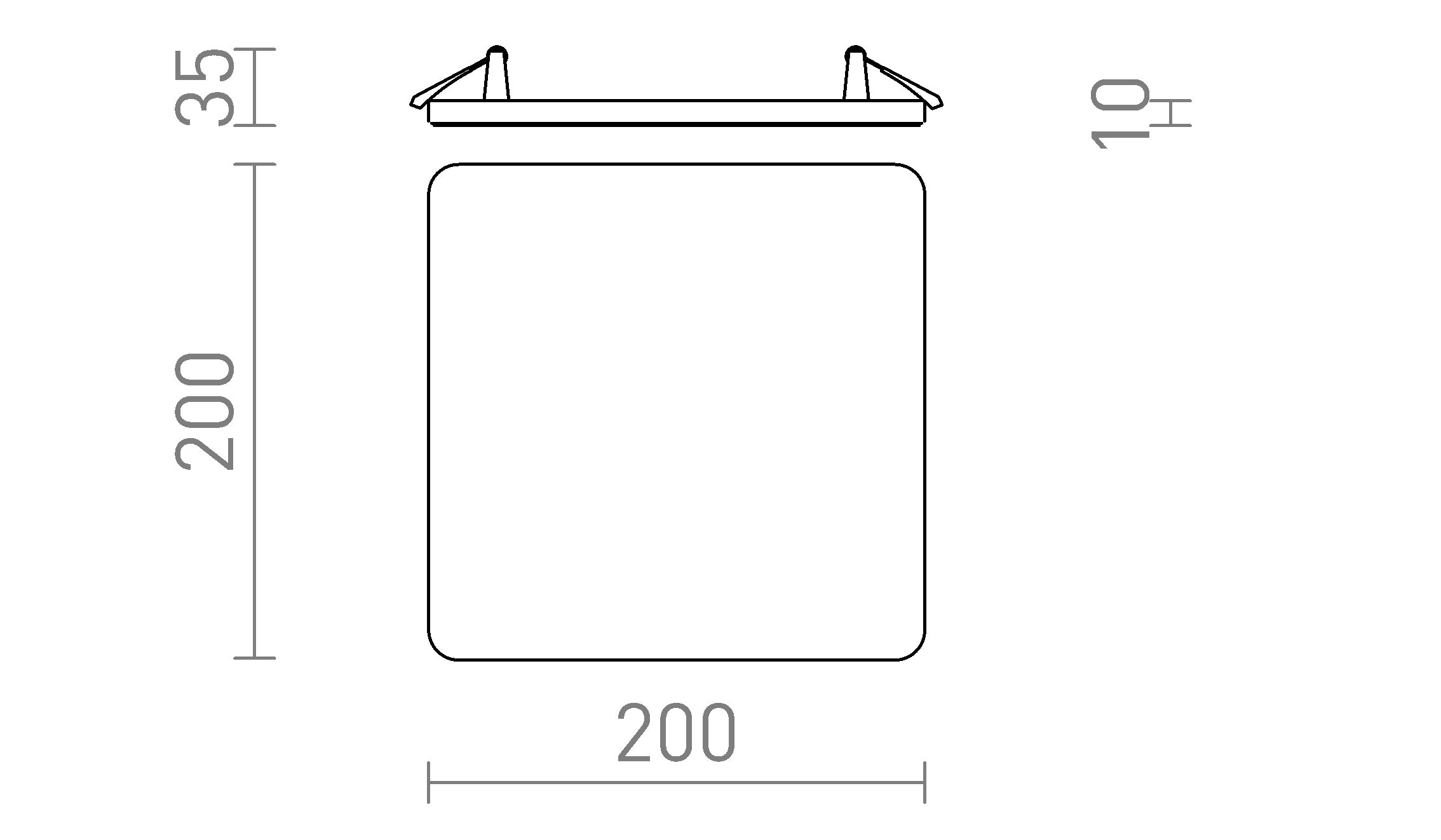 BJORK SQ 20 recessed lamp - Product sketch