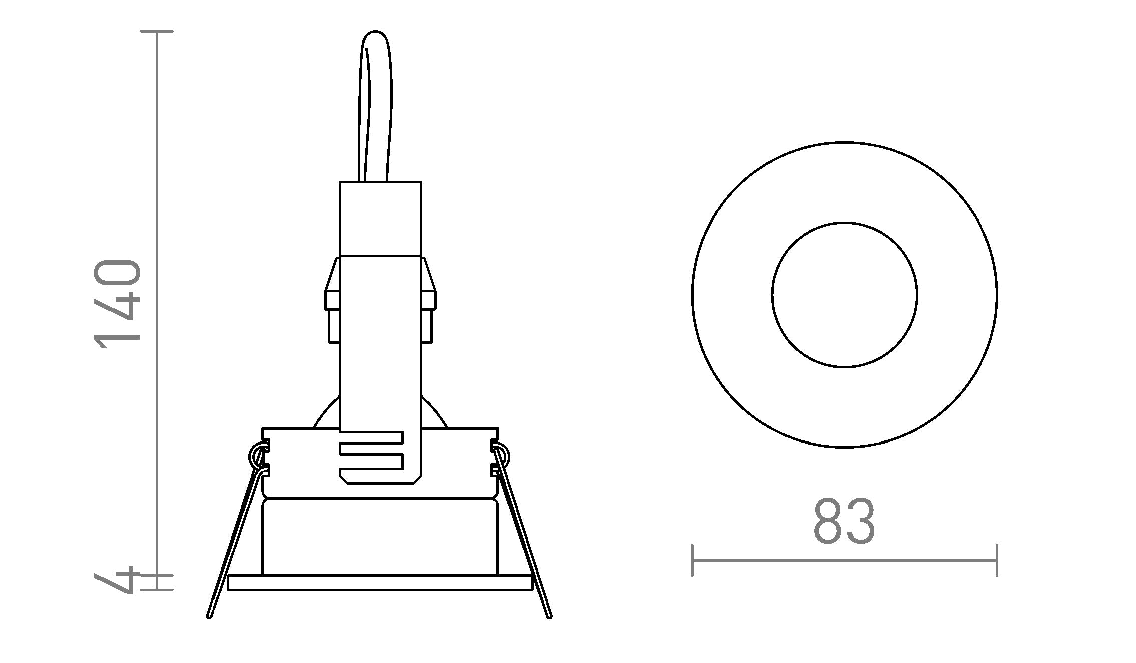BELLA GU10 zápustná lampa - Product sketch