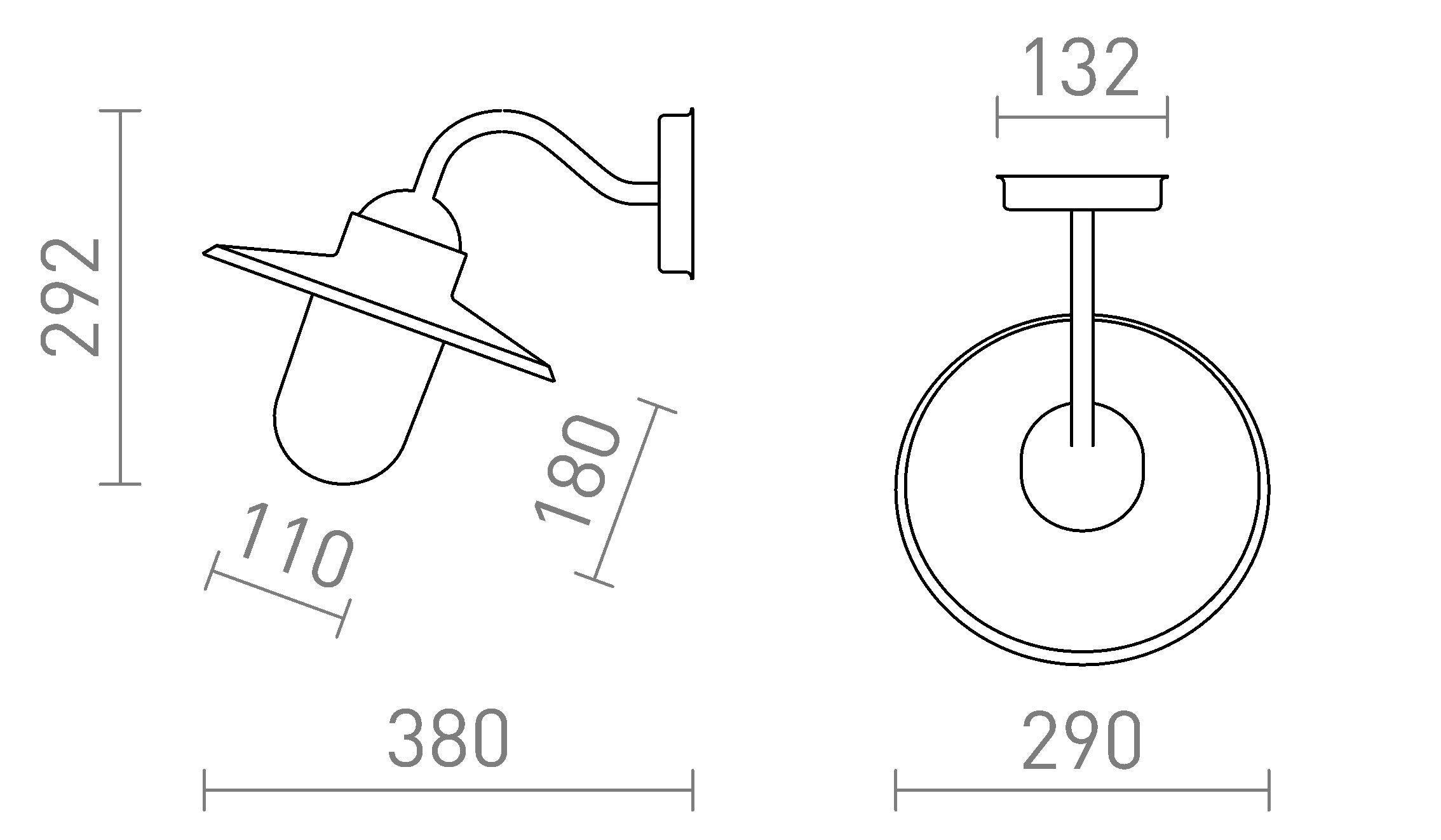 BEACON vägg lampa - Product sketch