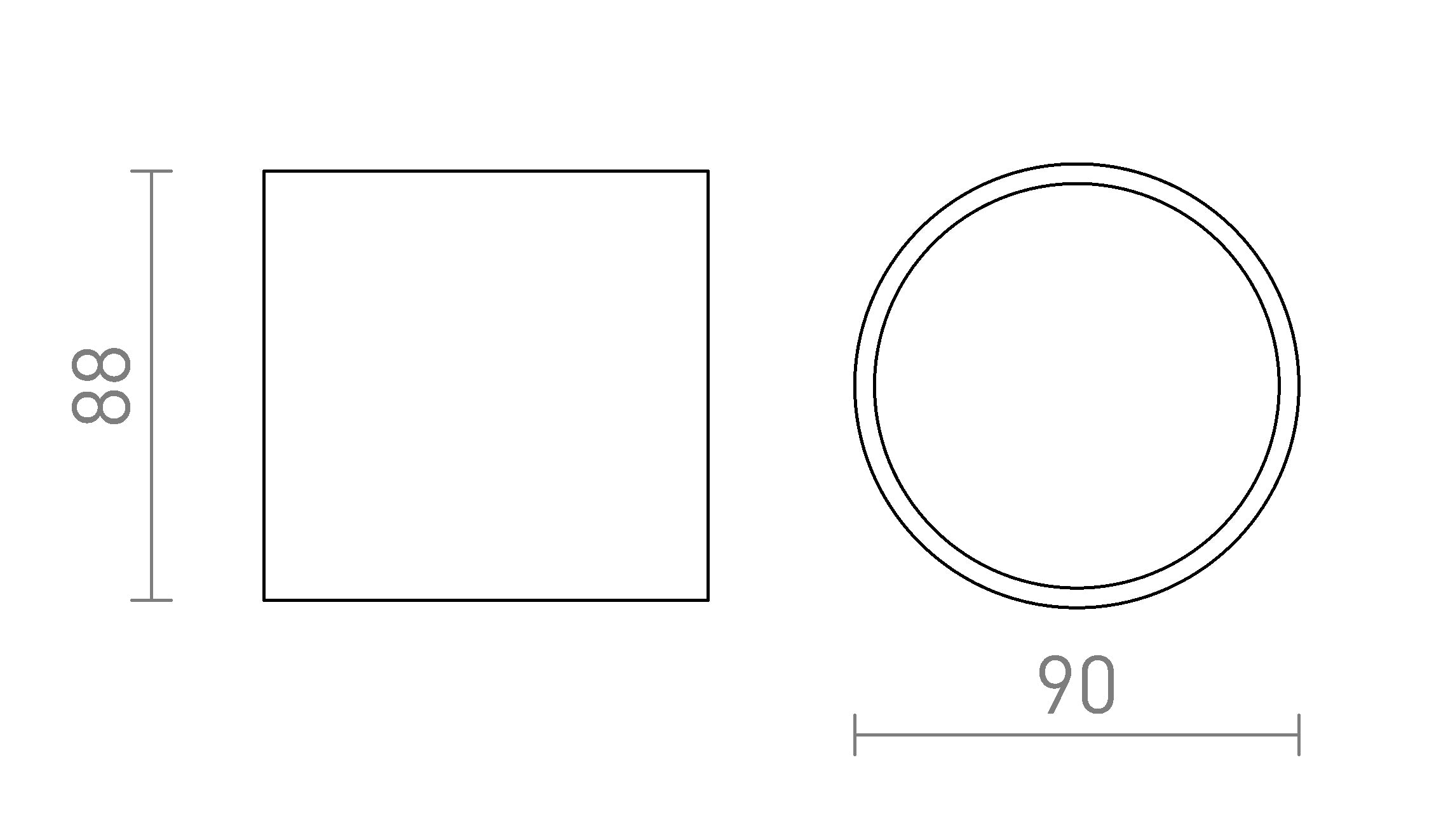 SENZA R tak lampa - Product sketch