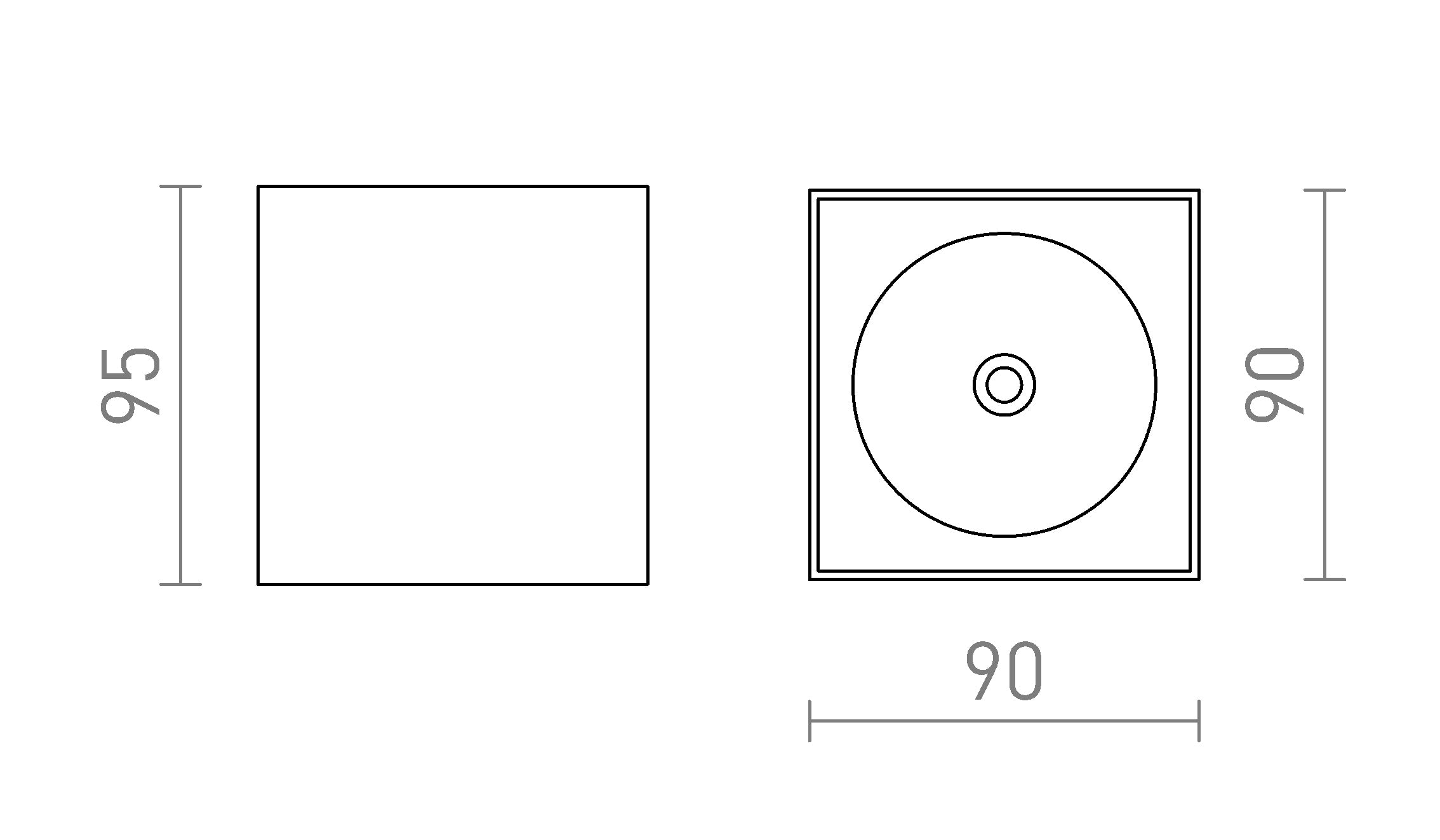 SENZA SQ таванна лампа - Product sketch