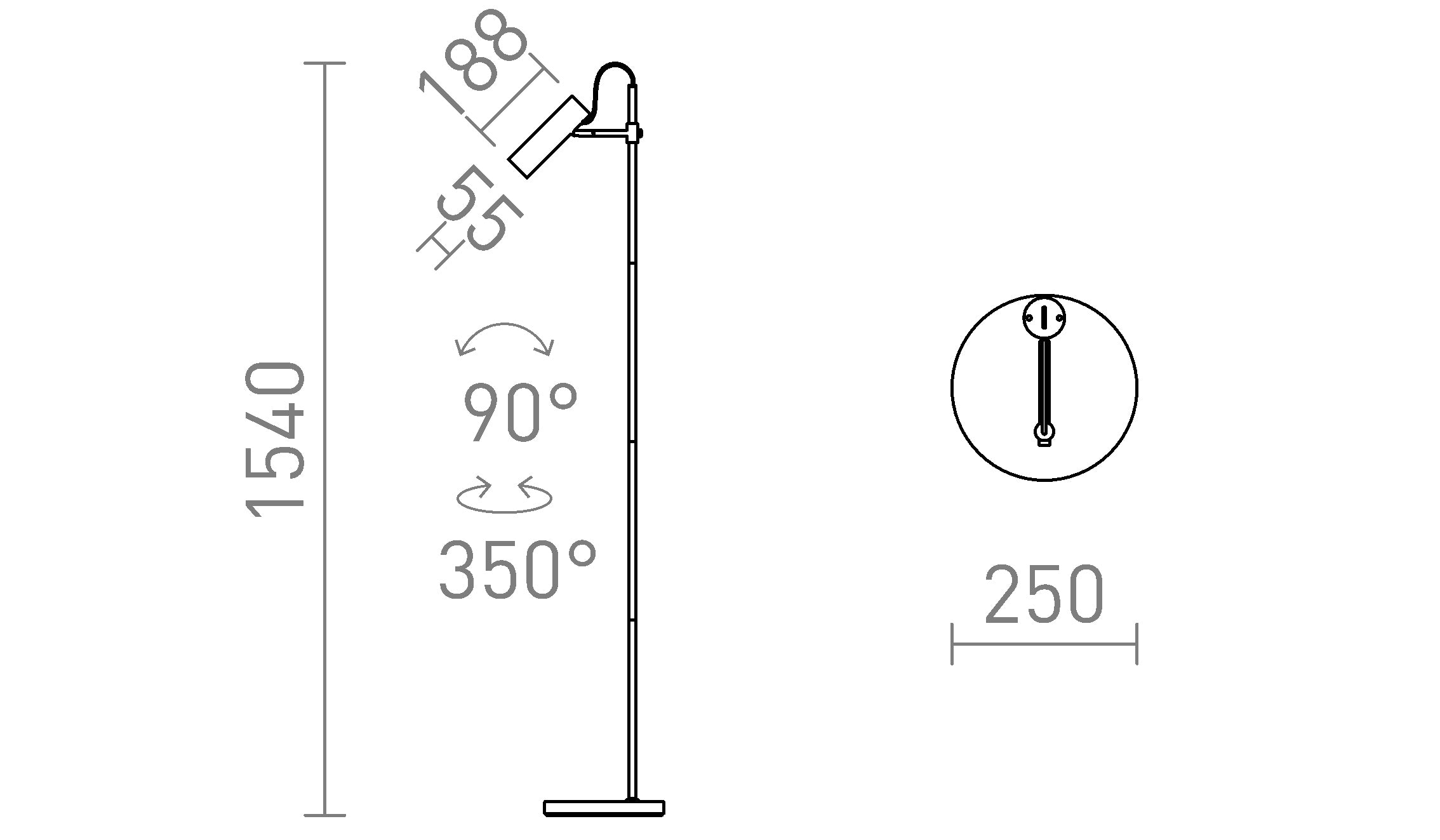 VARIA podna lampa - Product sketch