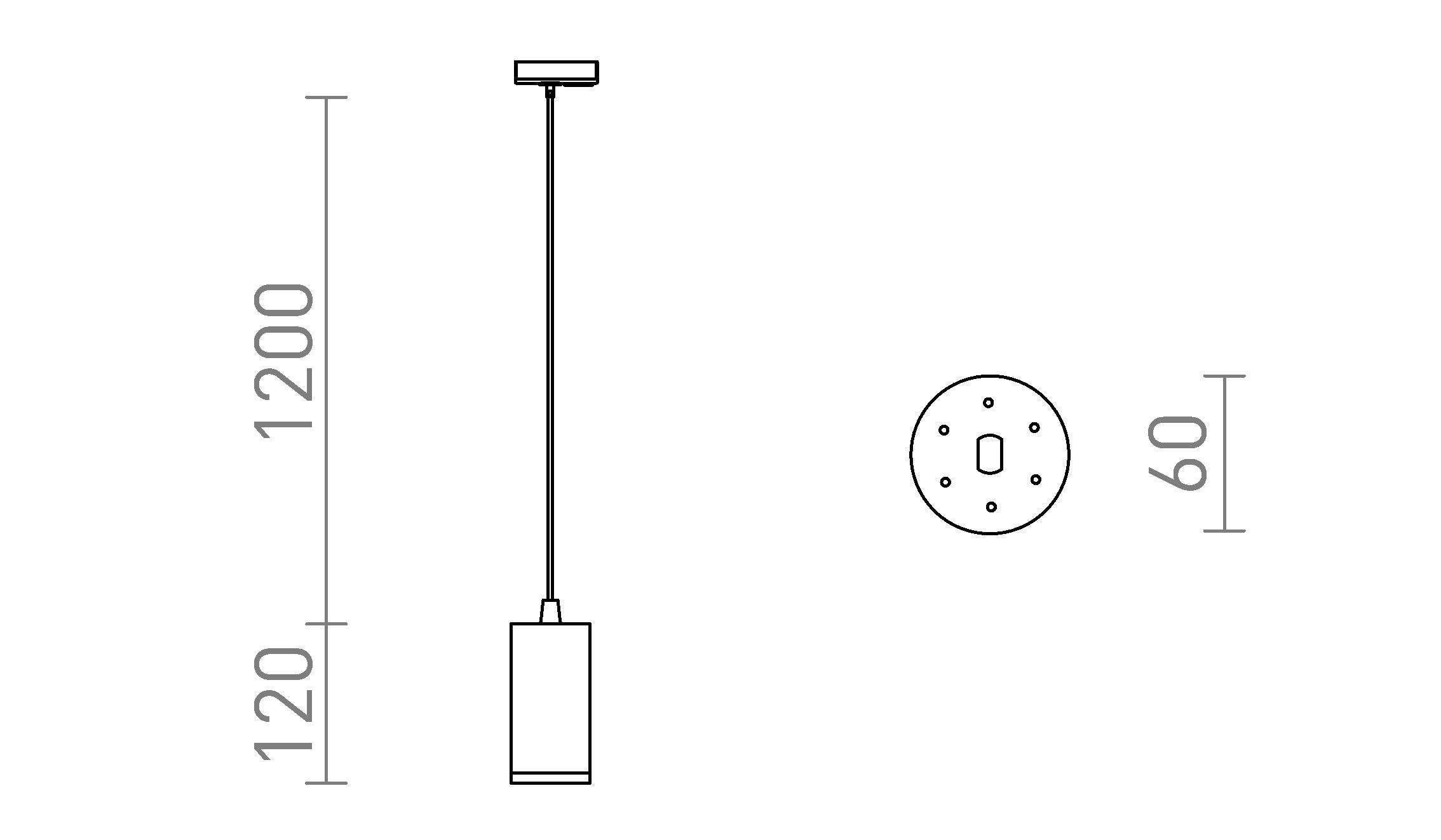 BELENOS pour rail monophasé suspension lampe - Product sketch