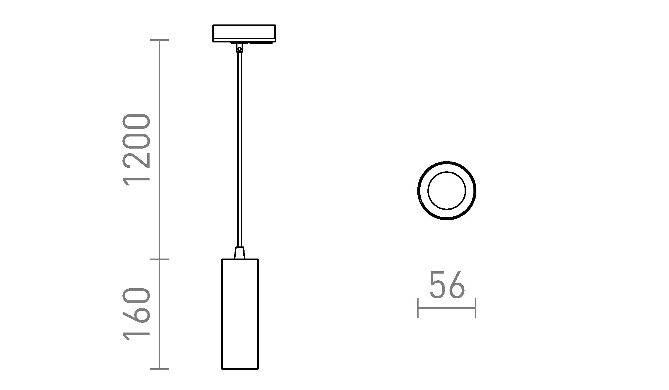 MAVRO für 1-Phasen-Stromschiene Pendelleuchte lampe - Product sketch