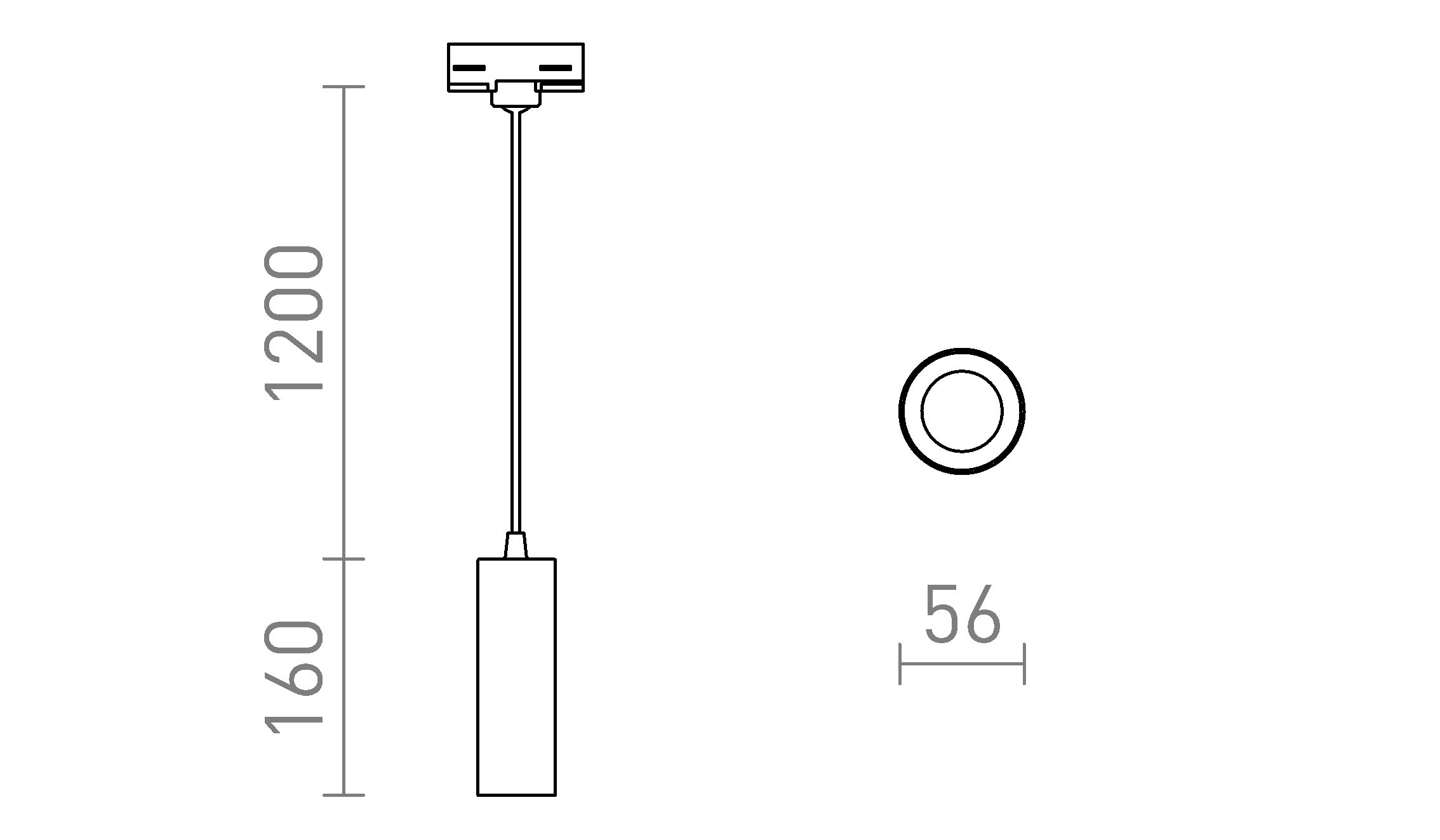 MAVRO do 3-faz. szyny wisząca lampa - Product sketch