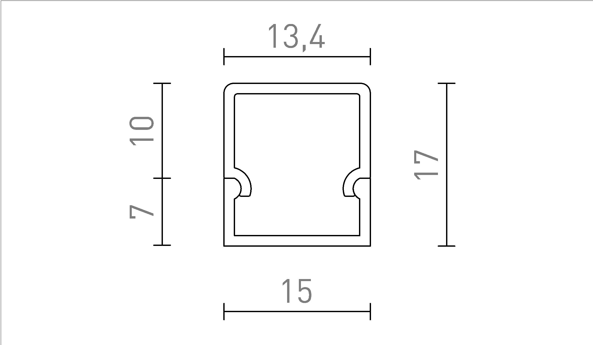LED PROFILE H surface mounted 1m - Product sketch