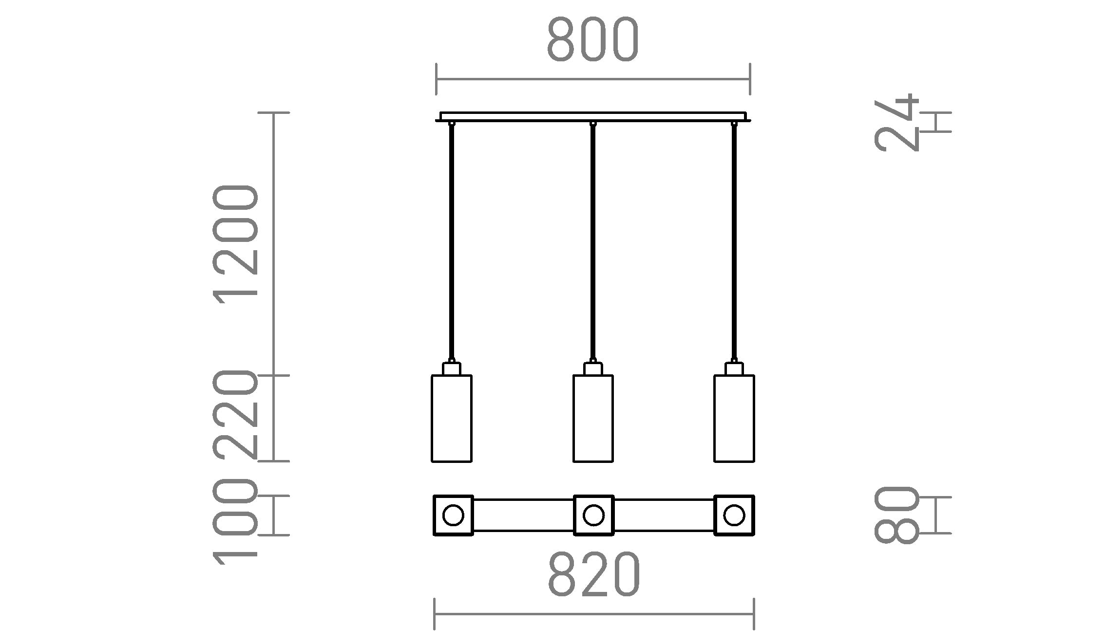 LIZ III 80 riippuvalaisin lamppu - Product sketch