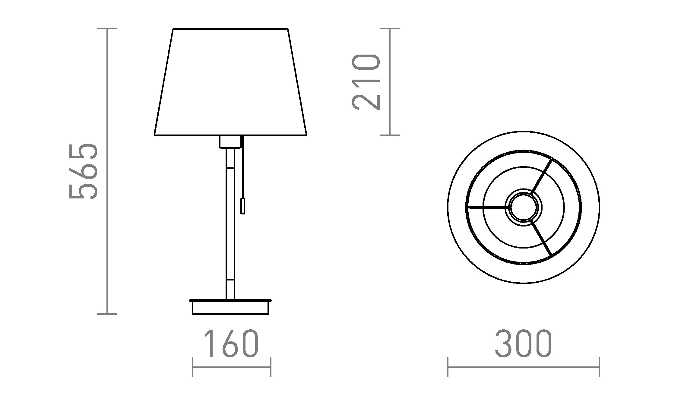 KEITH/AMBITUS 30 tafellamp met USB - Product sketch