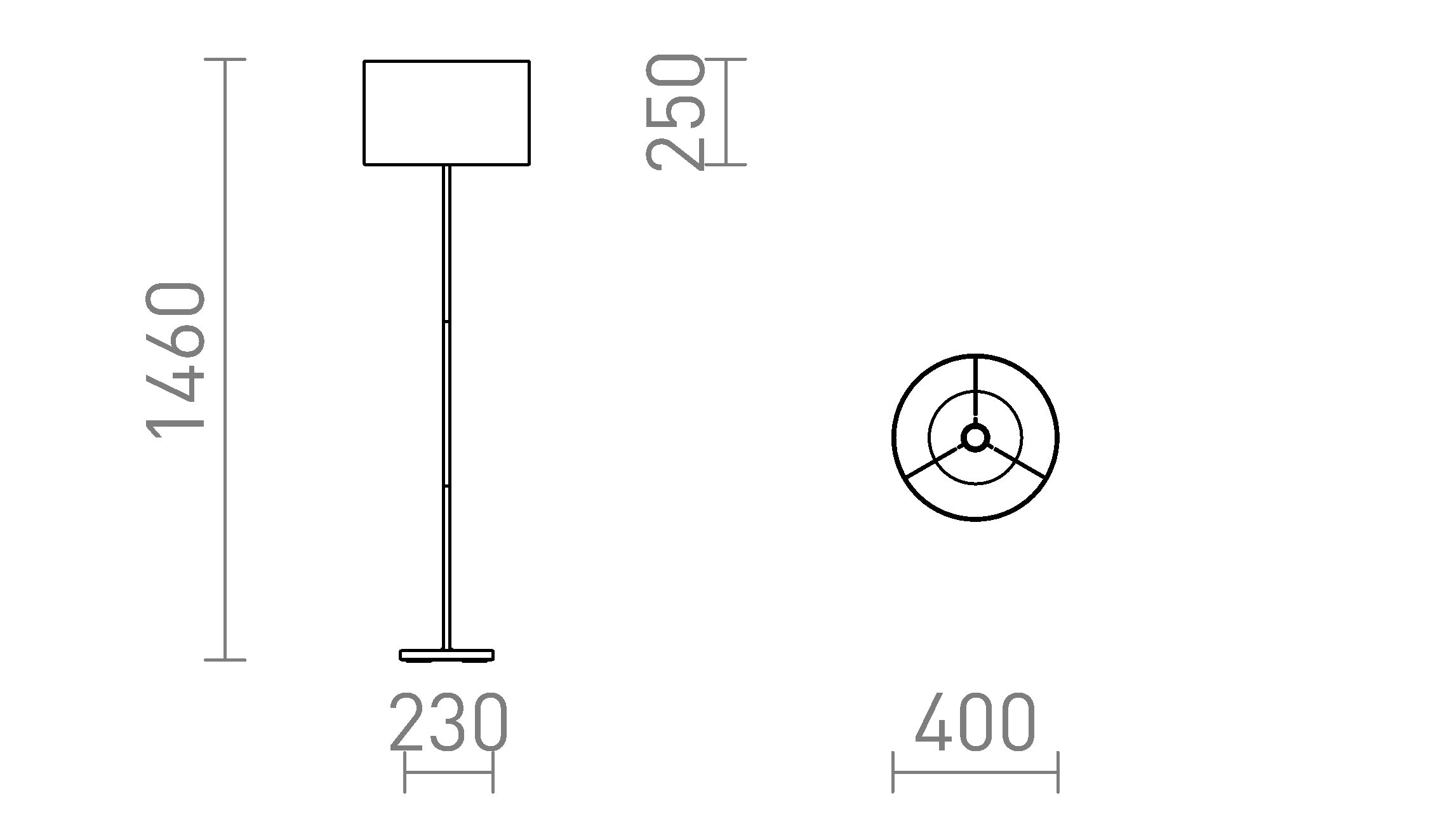 NYC/RON 40/25 lattia lamppu - Product sketch