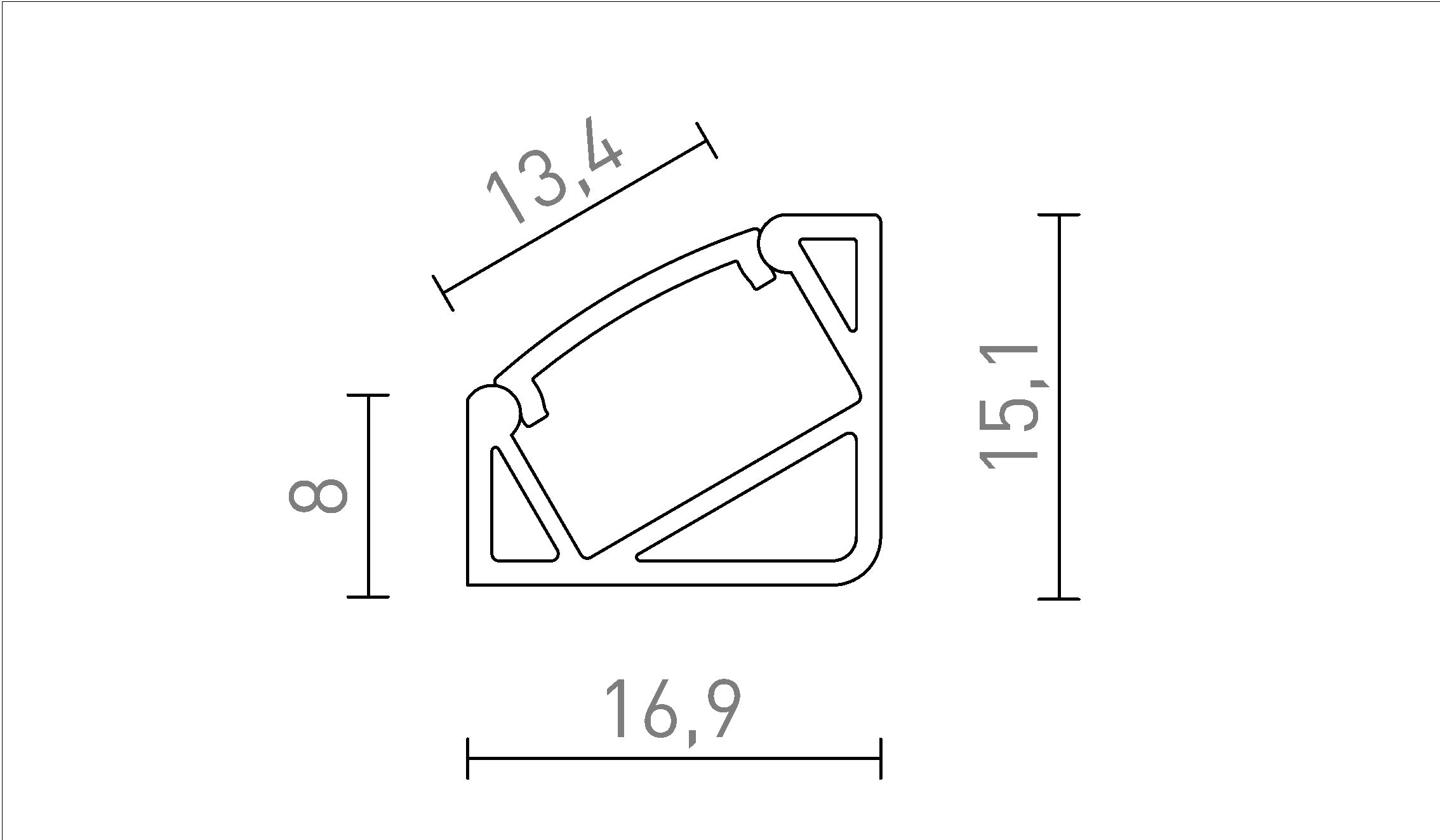 LED PROFILE I 30/60 1m aggiunto - Product sketch