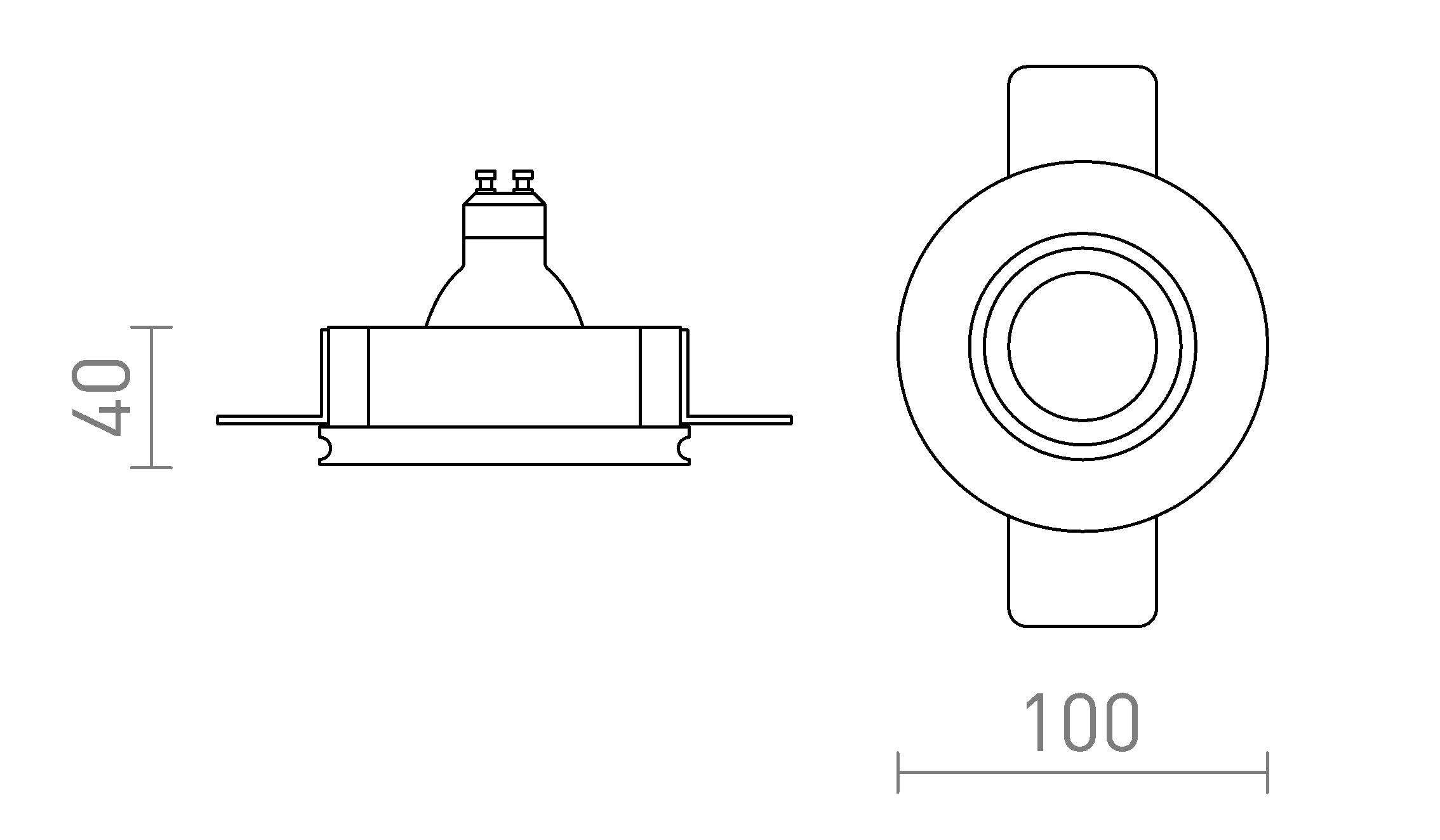 DAYTONA niet verstelbare inbouwlamp lamp - Product sketch