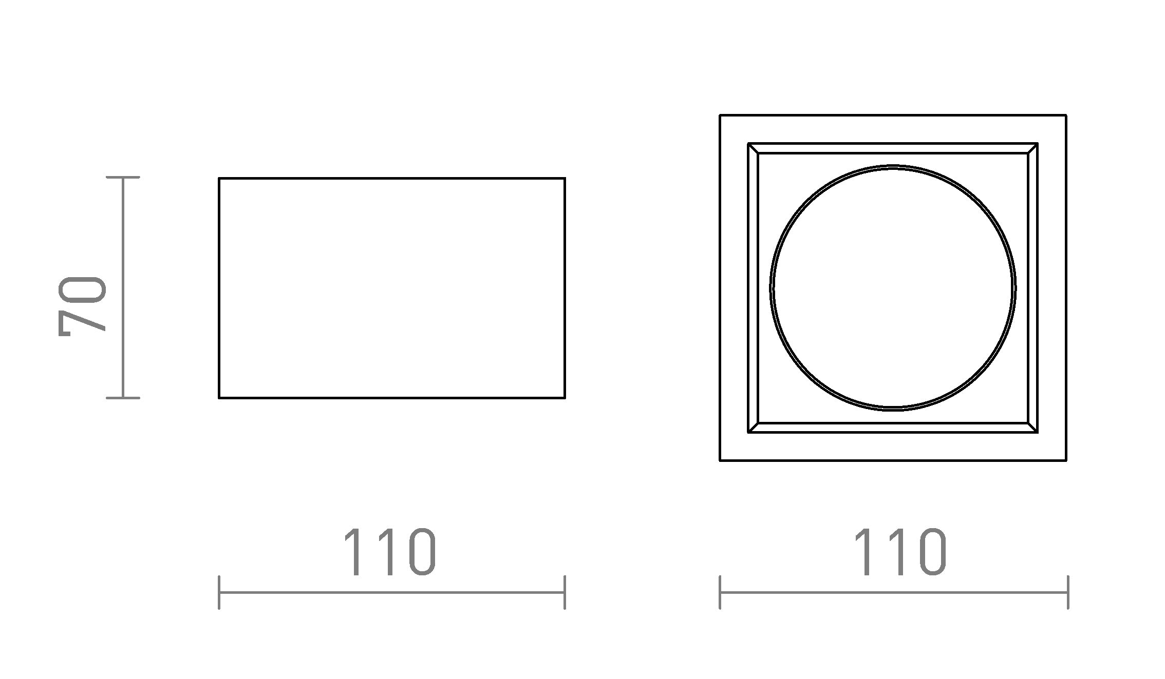 LOKA SQ ytmonterad lampa - Product sketch
