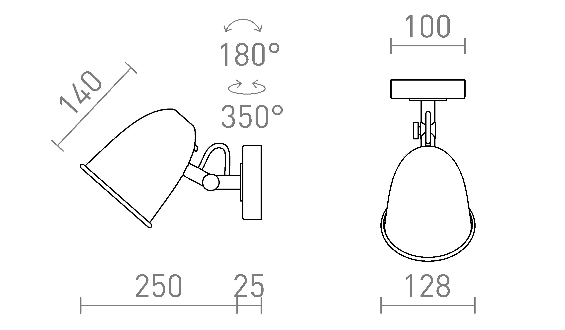 DANNY na parede lâmpada - Product sketch