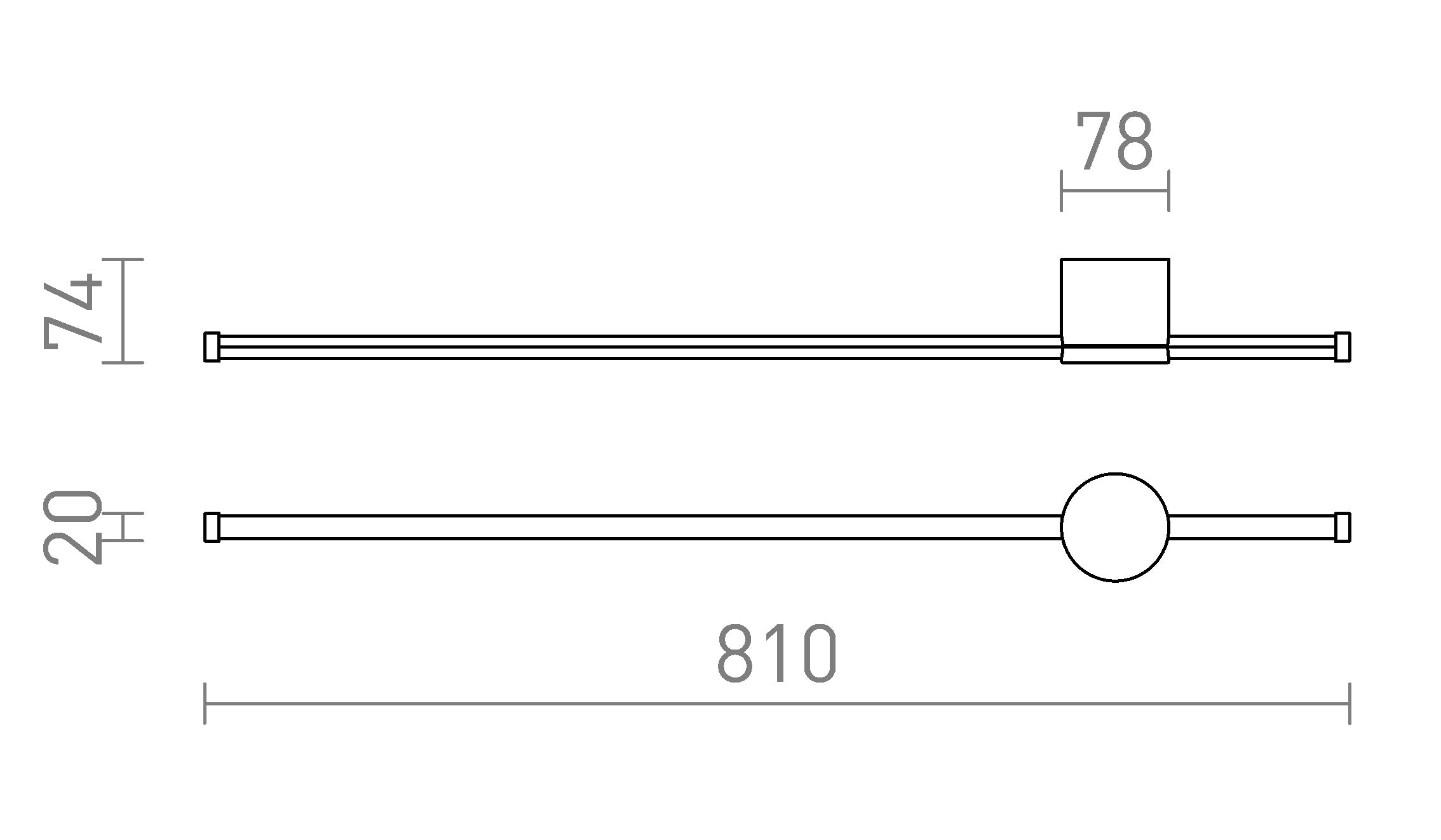 BEEM 80 stenska lampa - Product sketch