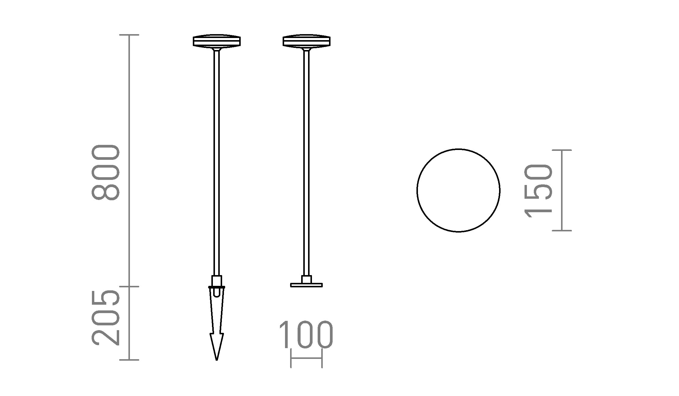 SEMPLICE 80 da terra / con picchetto lampada - Product sketch