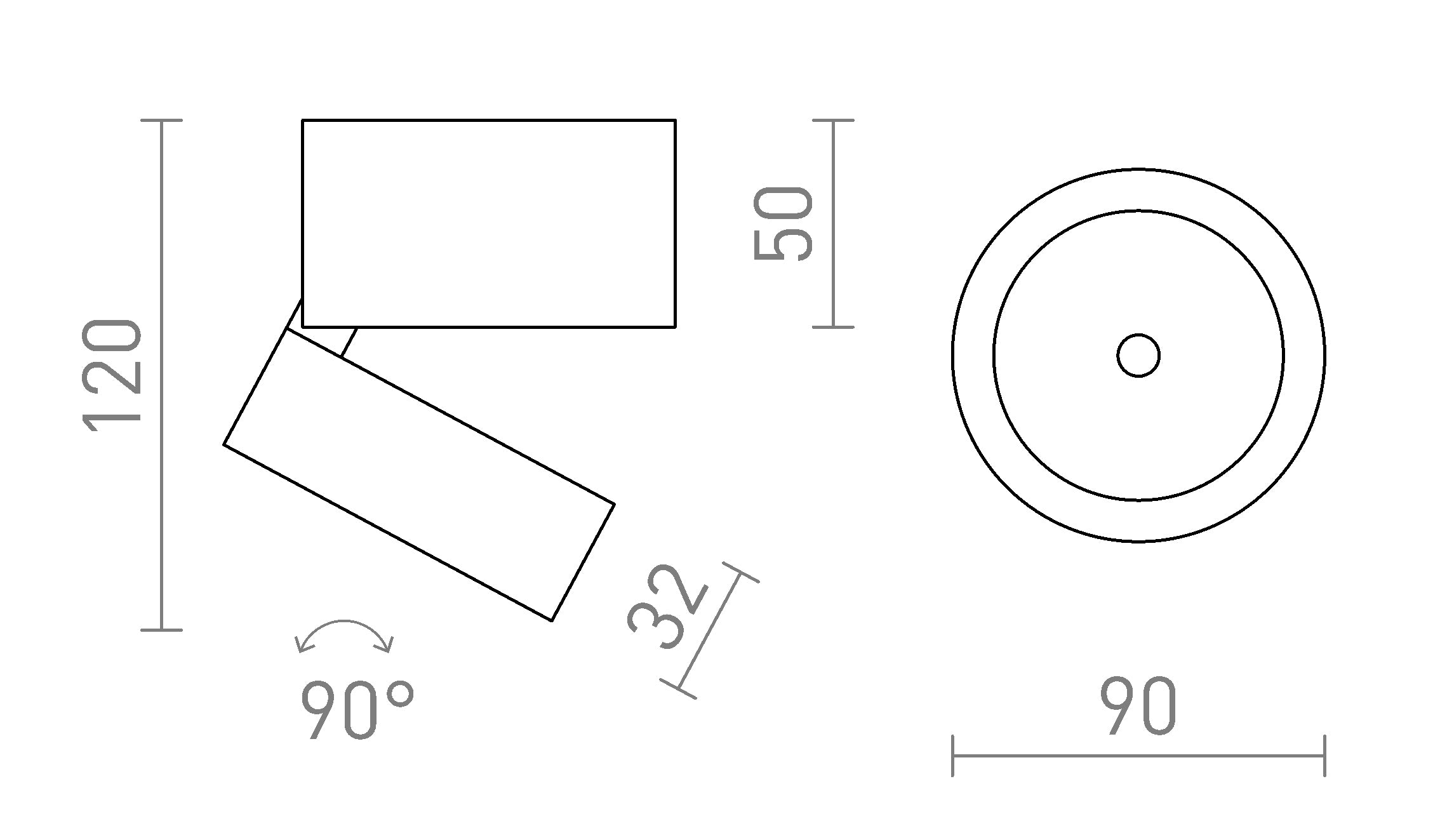 FLAVIO R pared o techo lámpara - Product sketch