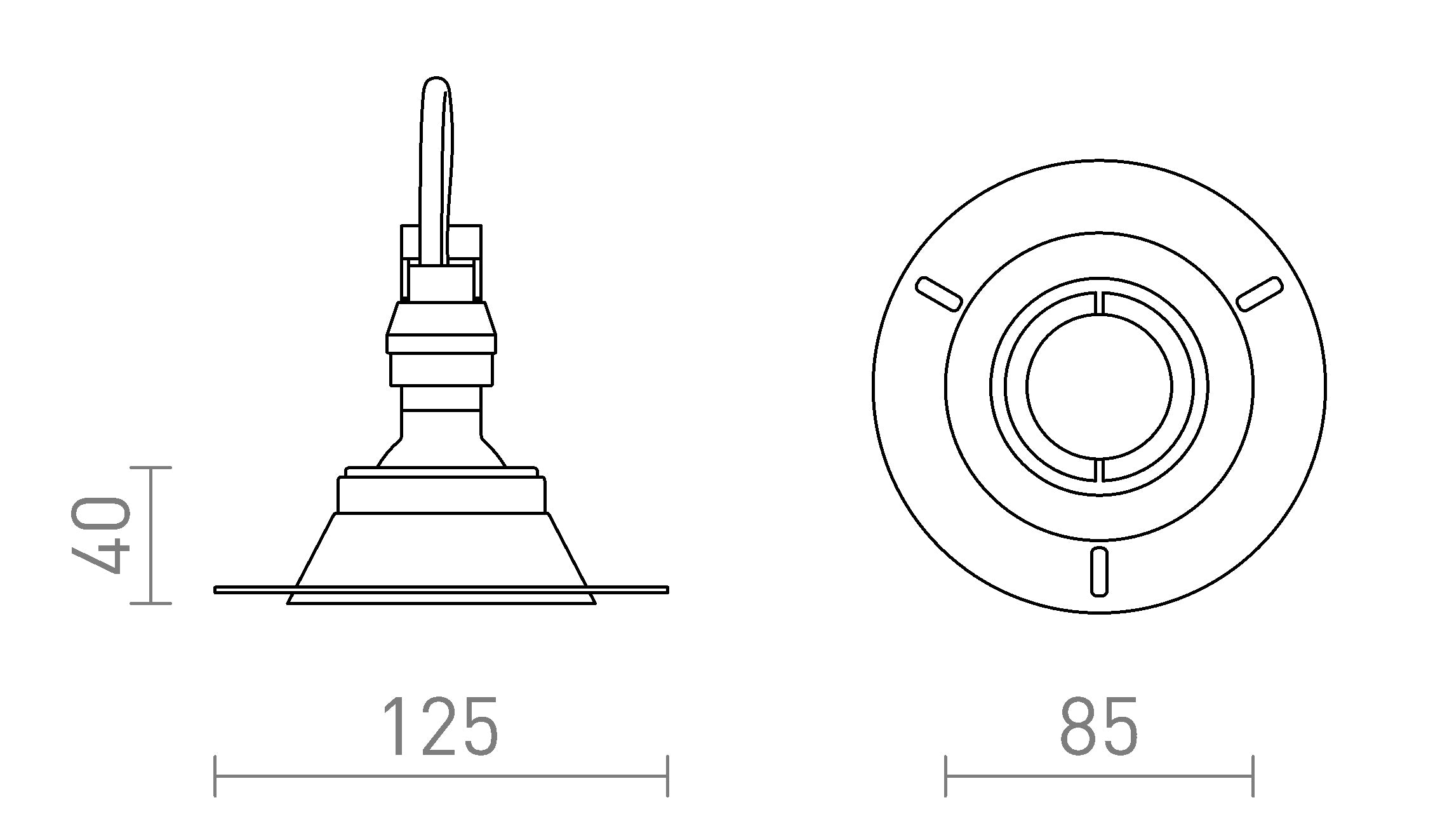 IPSO R IP65 vgradna lampa - Product sketch