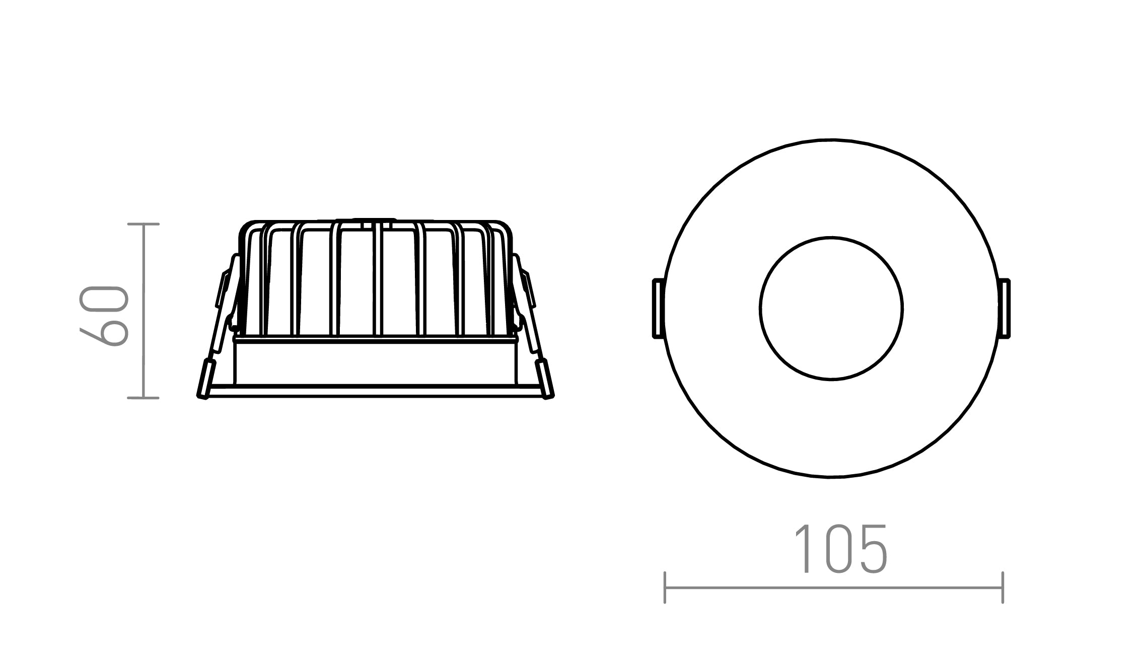 FLEUR IP54 DIMM embutida lâmpada - Product sketch