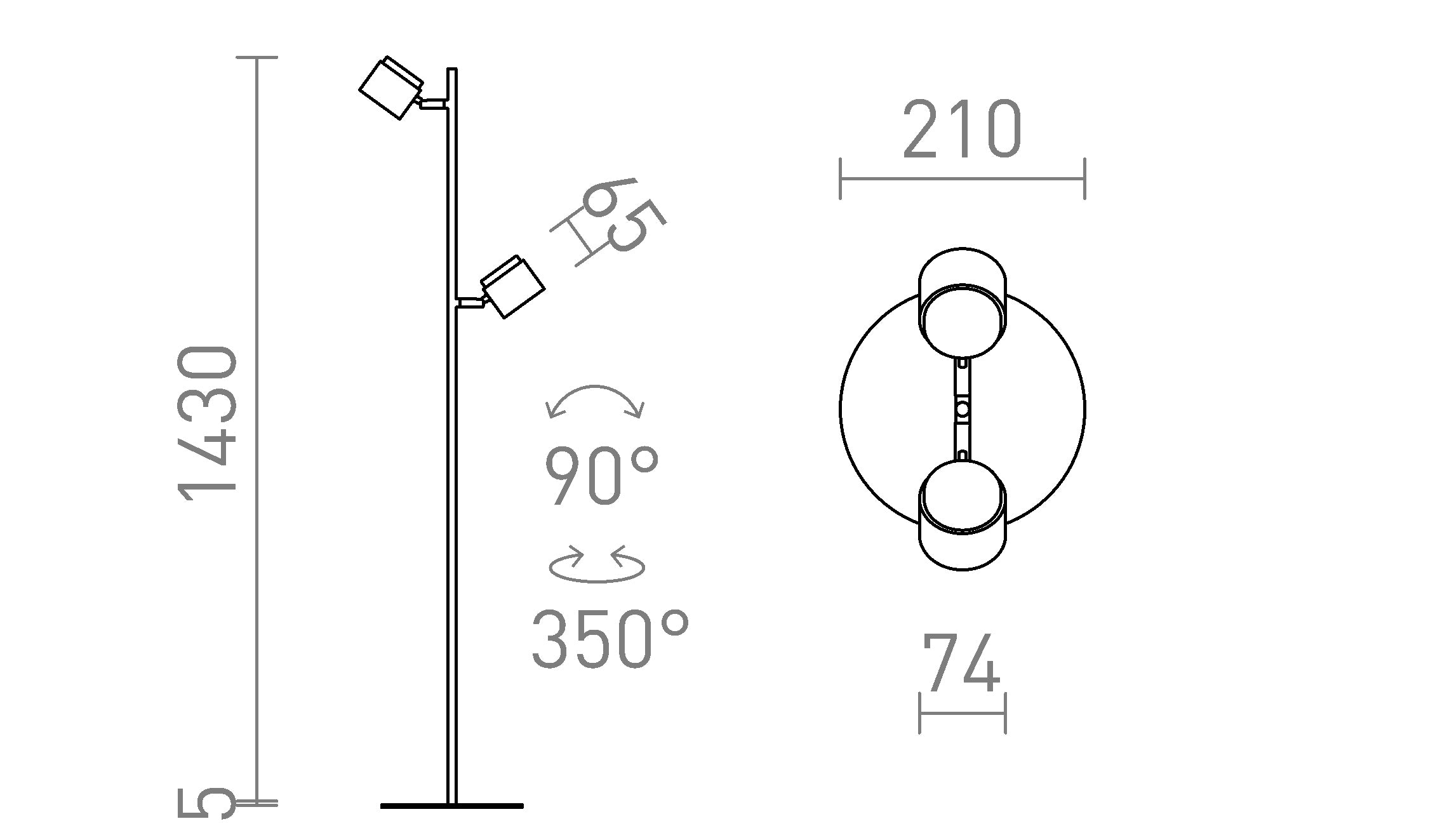 NOVA II φωτιστικό δαπέδου λαμπτήρας - Product sketch