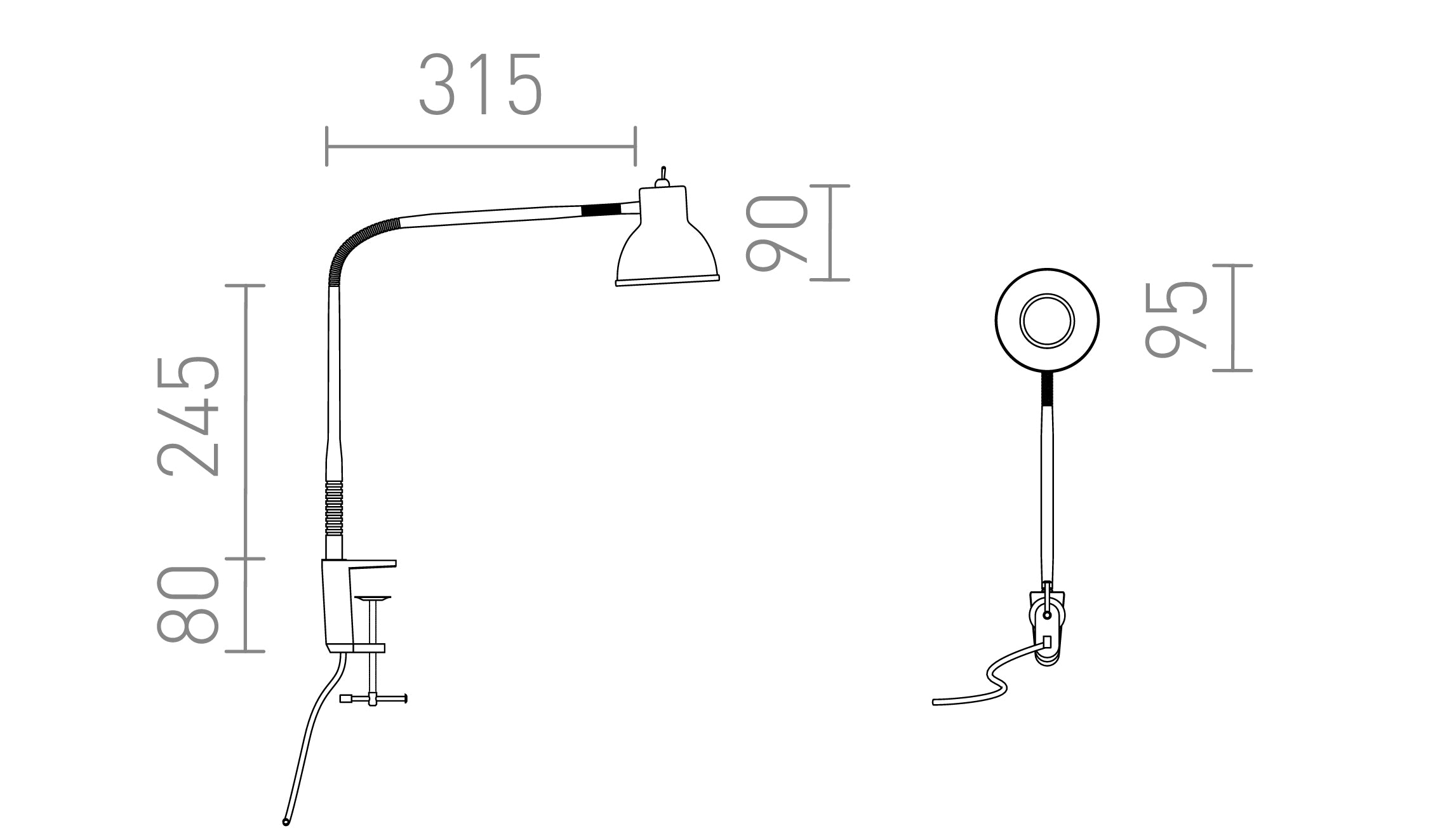 HARMONY with clamp for desks - Product sketch