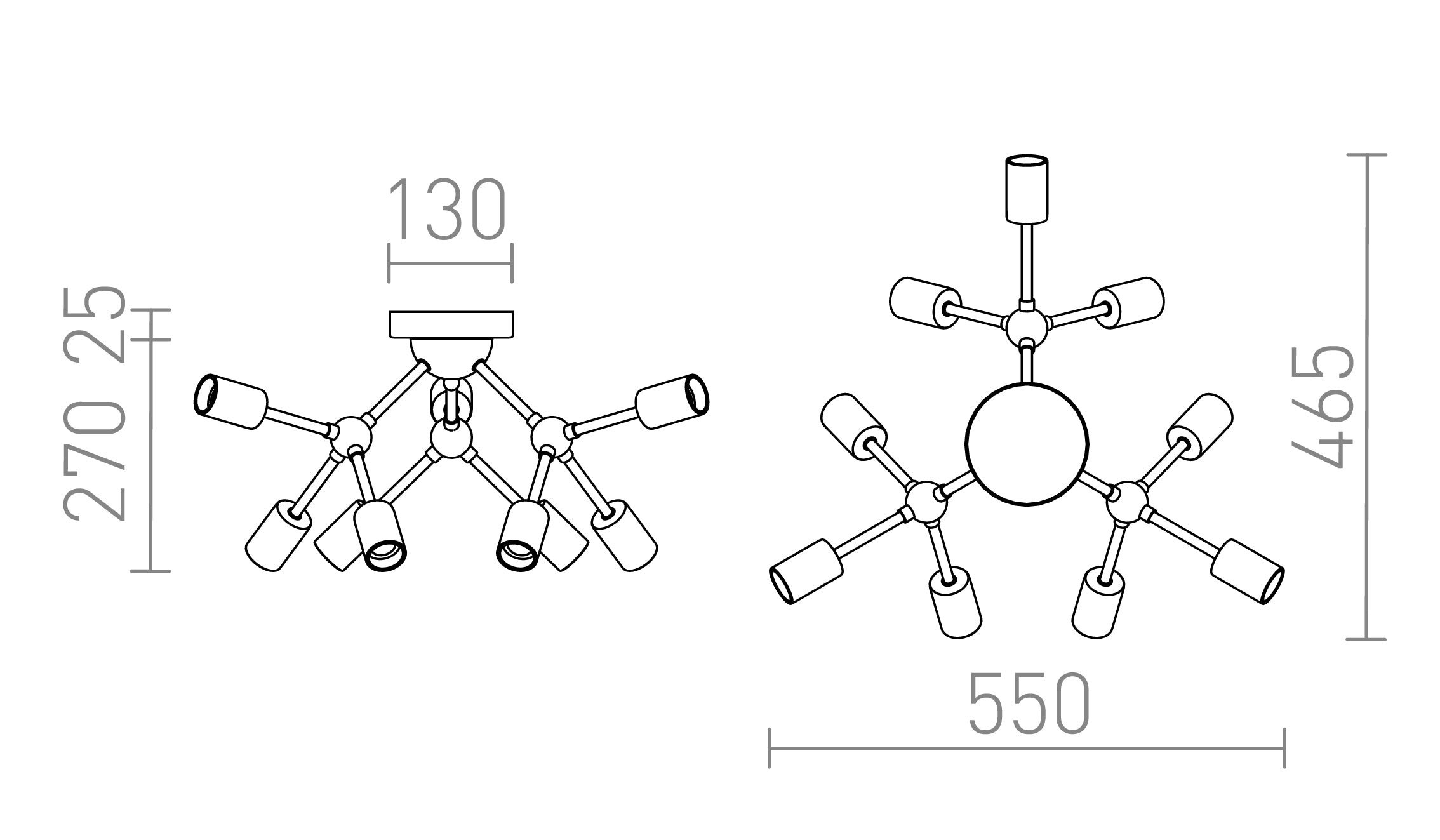 ARTEMIA 9 katto lamppu - Product sketch