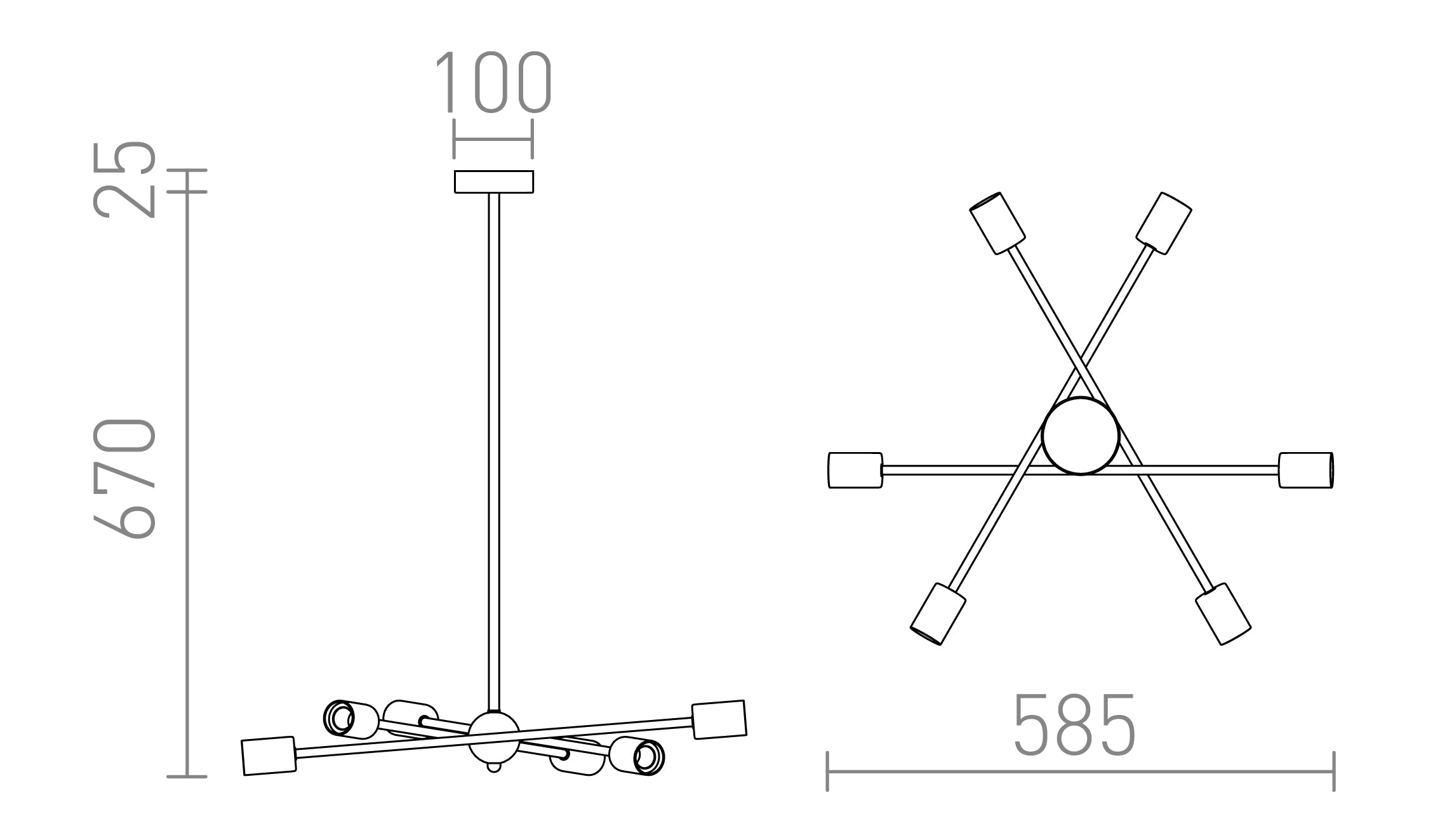 ARTEMIA 6 num poste lâmpada - Product sketch