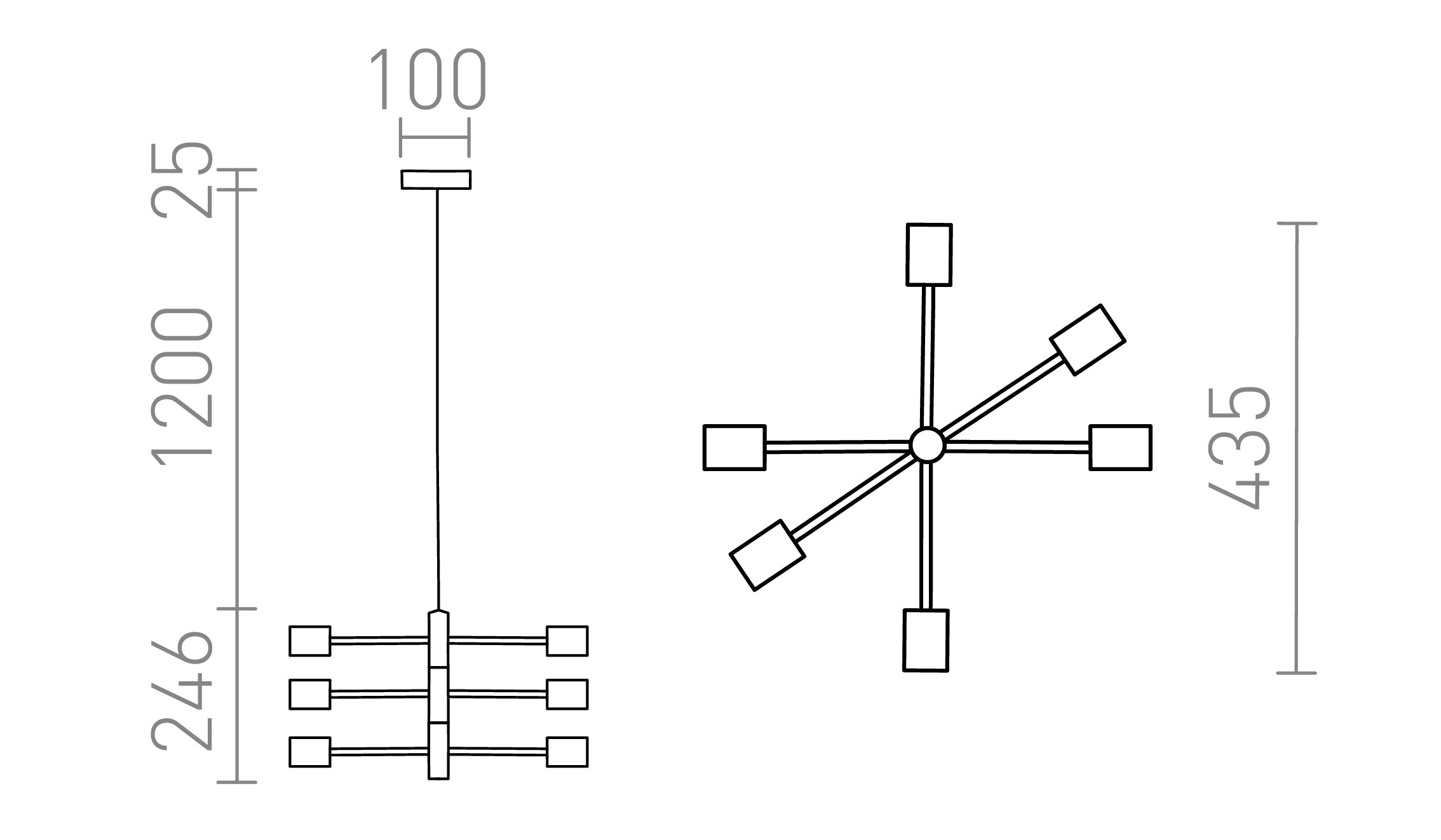 ARTEMIA 6 a sospensione lampada - Product sketch