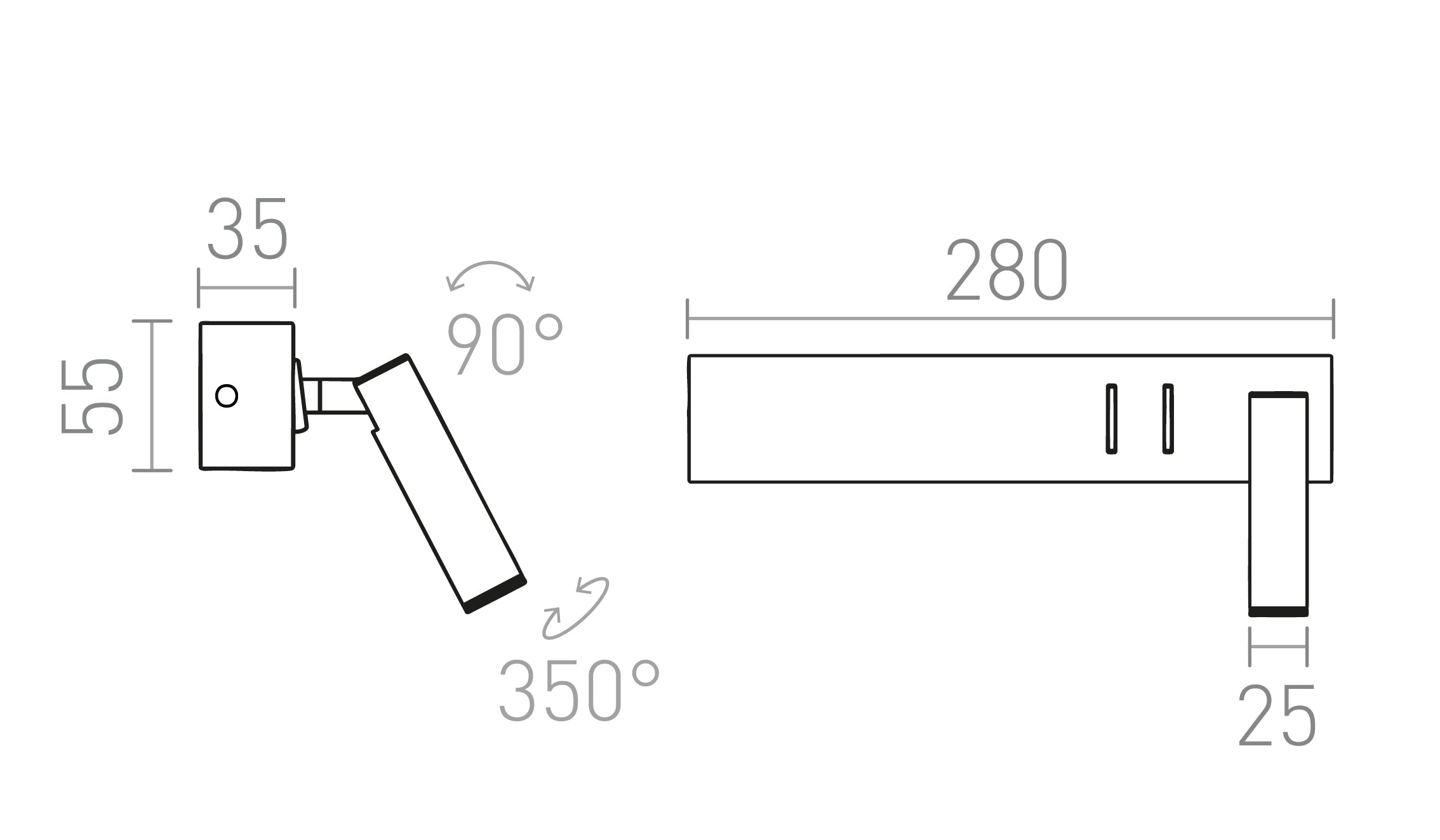 ODEON Wandhalterung mit Hintergrundbeleuchtung - Product sketch