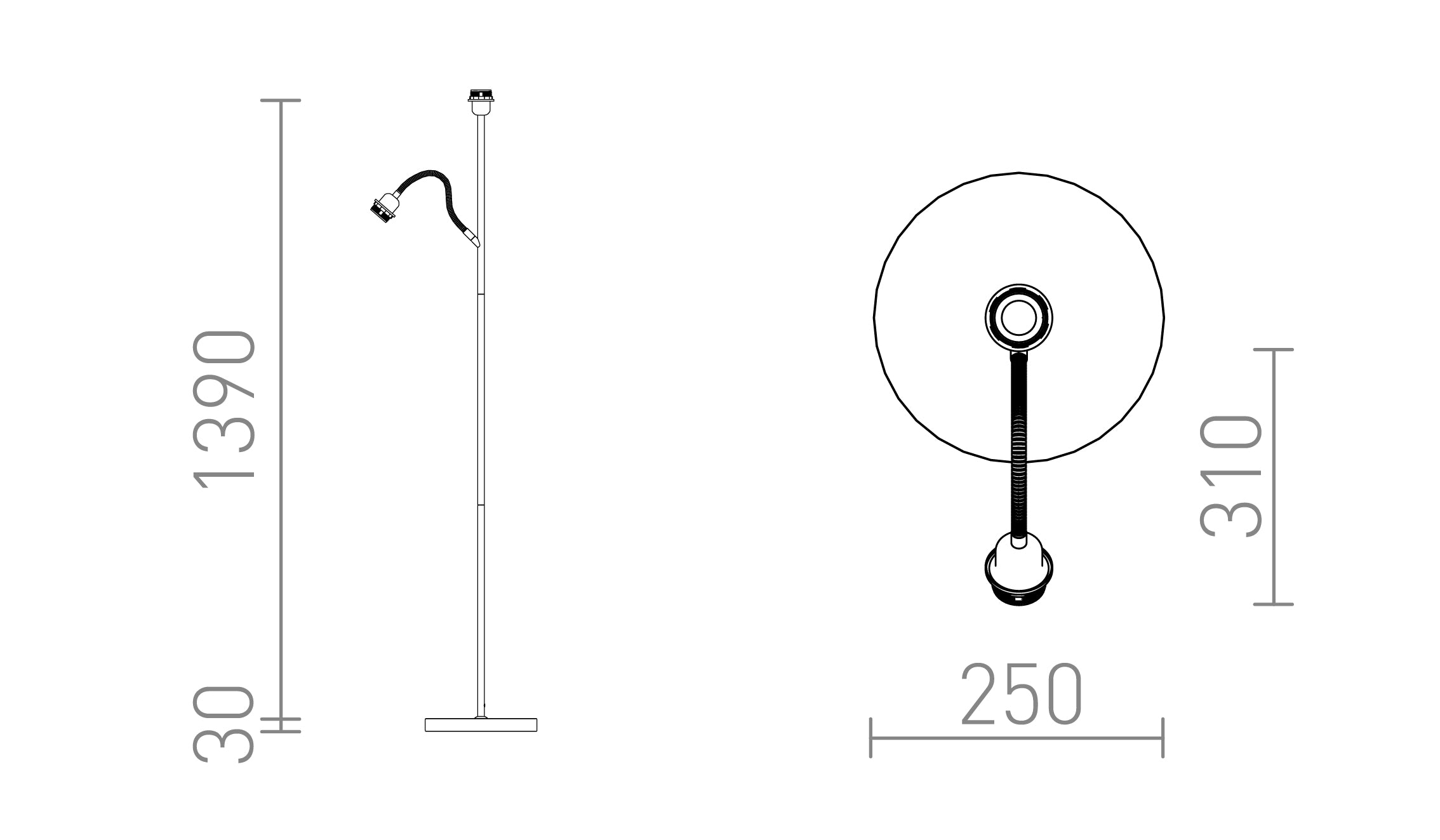PAMPA voetstuk voor staande lamp - Product sketch