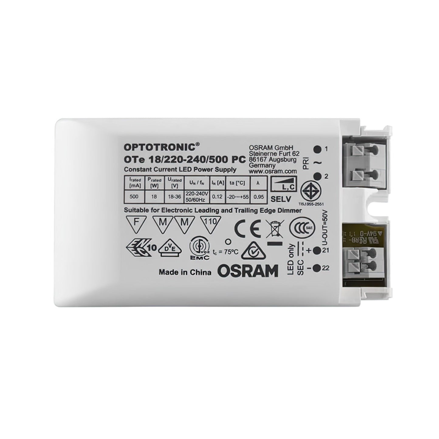 RENDL lighting accessorie DRIVER LED 9-18W DIMM 500mA max. 18W G13840 1