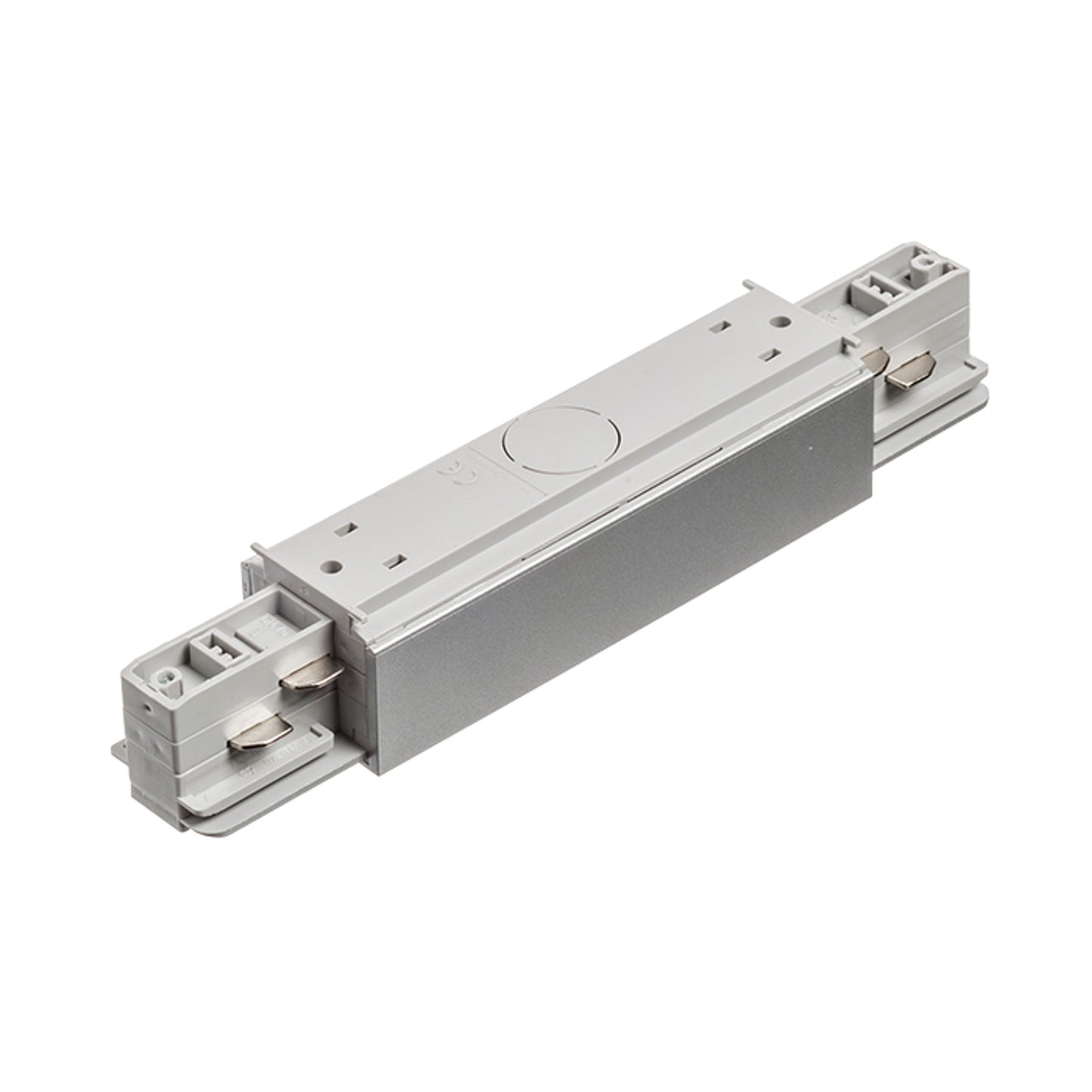 RENDL 3-circuit track system EUTRAC straight connector with feed-in silver grey 230V R11322 3
