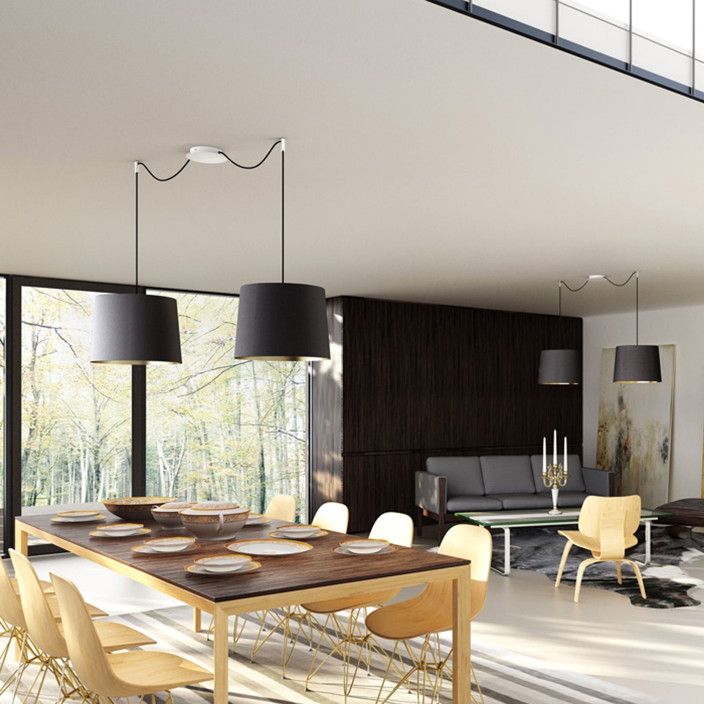 RENDL shades, shade bases, pendent sets ASPRO 40/30 shade Polycotton black/golden foil max. 23W R11467 5