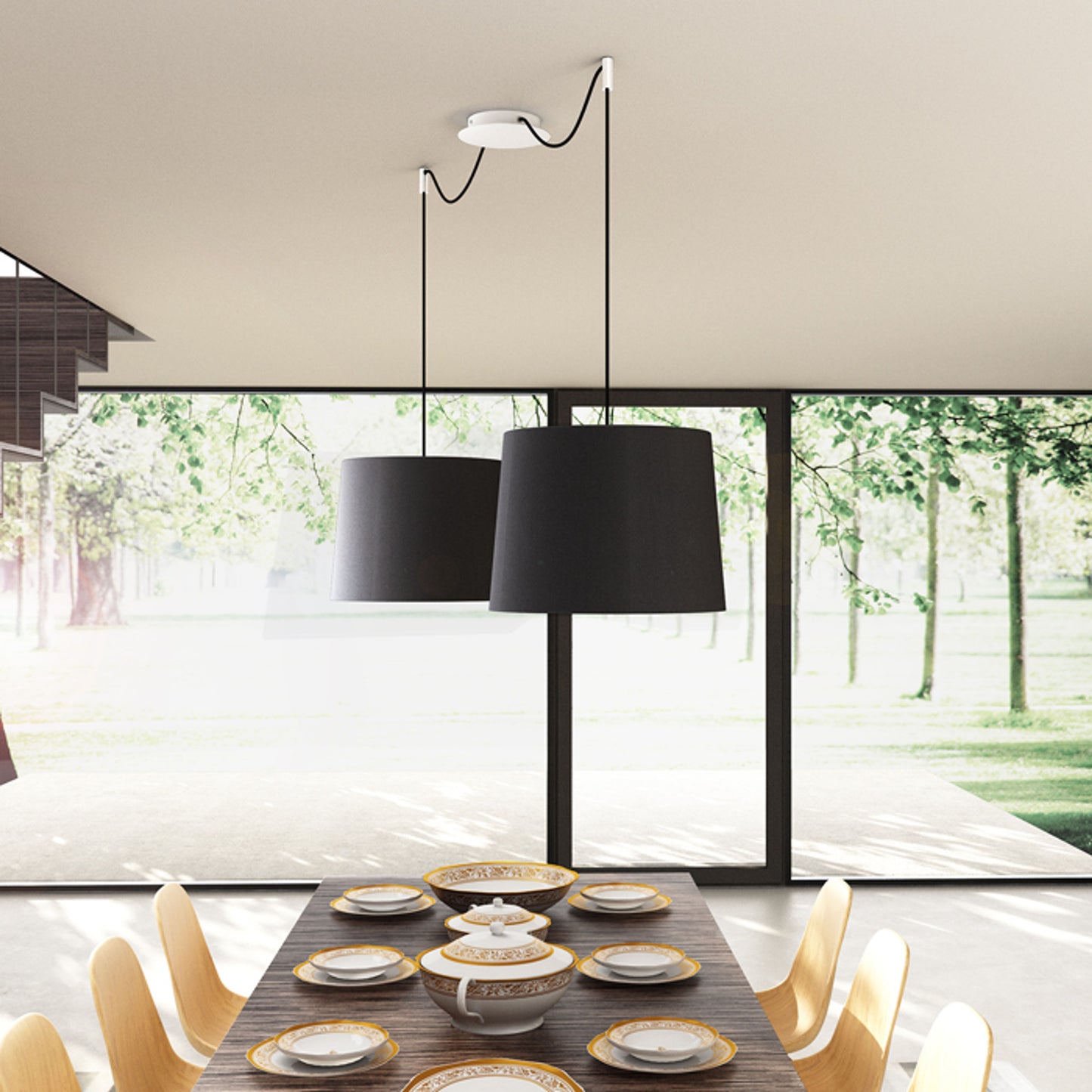 RENDL shades, shade bases, pendent sets ASPRO 40/30 shade Polycotton black/golden foil max. 23W R11467 6