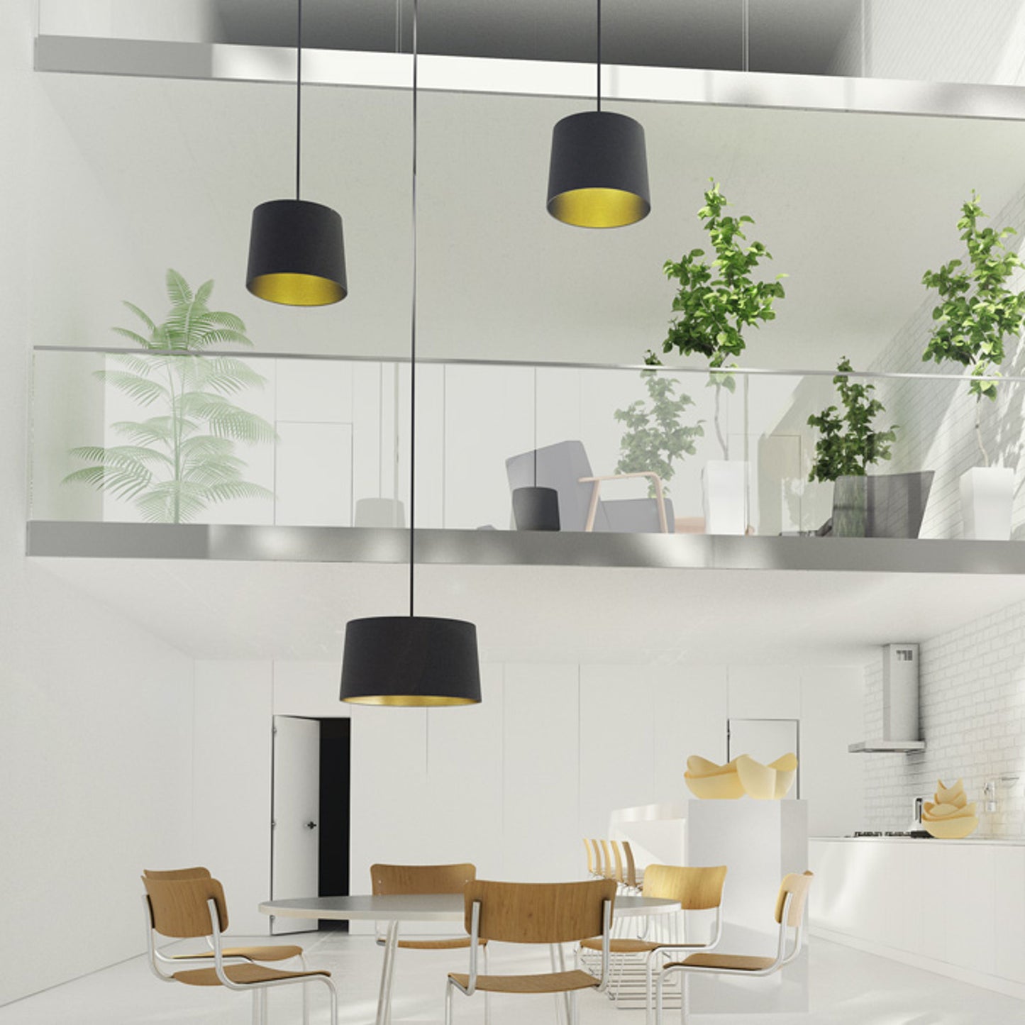 RENDL shades, shade bases, pendent sets ASPRO 40/30 shade Polycotton black/golden foil max. 23W R11467 7