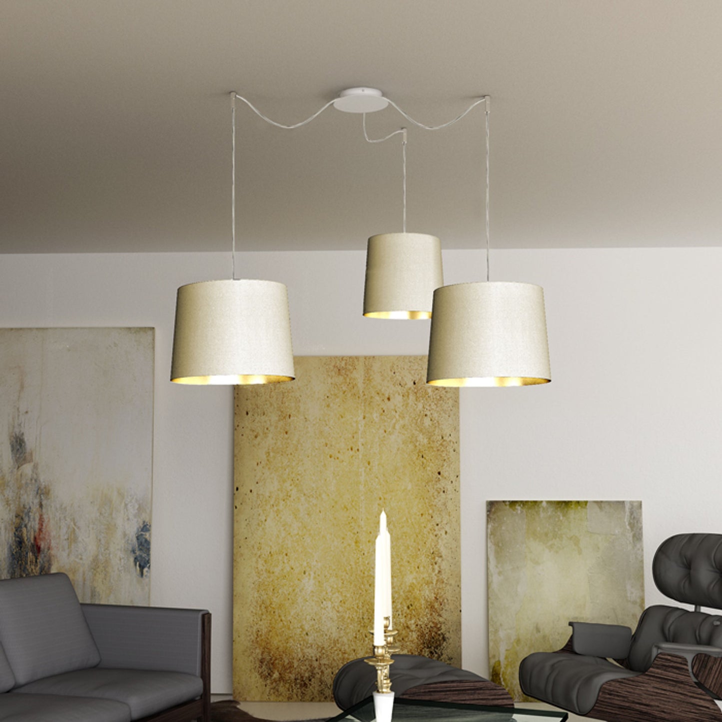 RENDL shades, shade bases, pendent sets ASPRO 40/30 shade Monaco dove gray/silver PVC max. 23W R11589 3