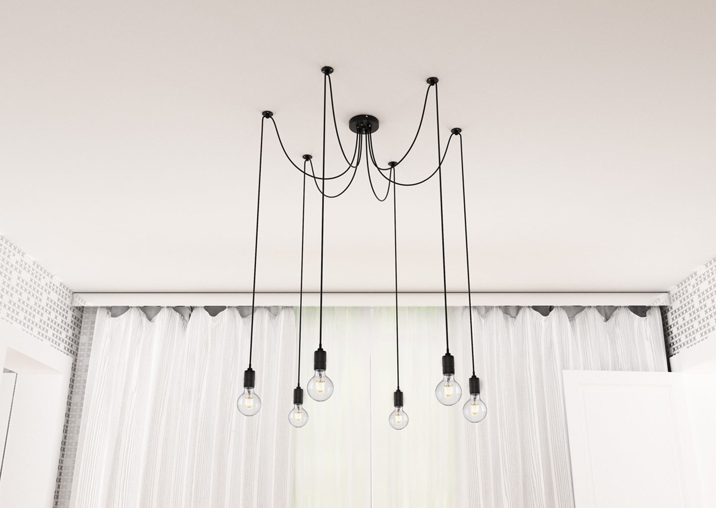 RENDL pendant lamp CINDY VI pendant black 230V LED E27 6x15W R12054 11