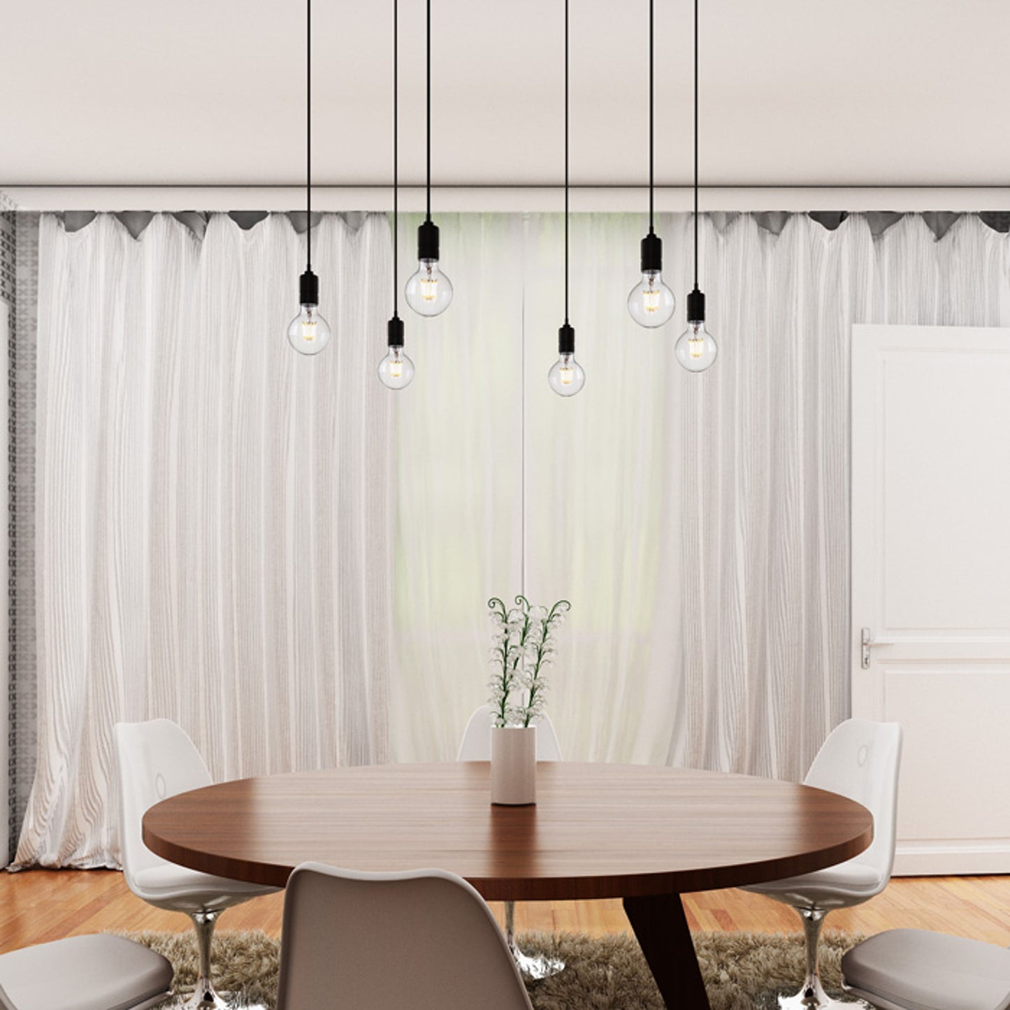 RENDL pendant lamp CINDY VI pendant black 230V LED E27 6x15W R12054 6
