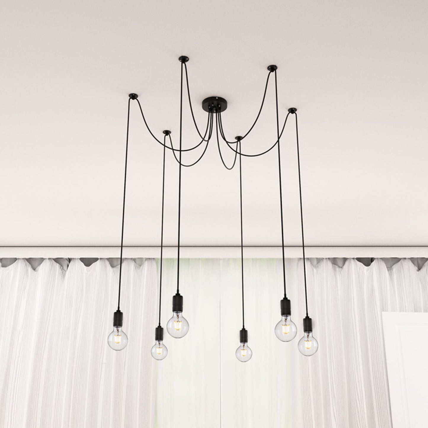 RENDL pendant lamp CINDY VI pendant black 230V LED E27 6x15W R12054 7