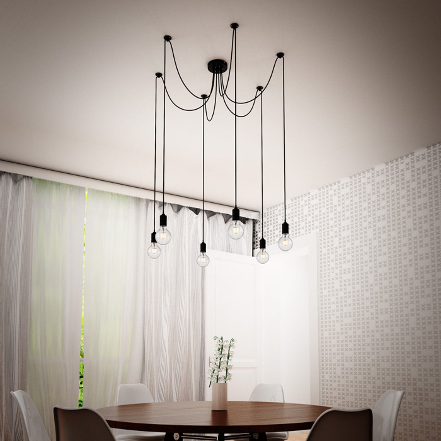 RENDL pendant lamp CINDY VI pendant black 230V LED E27 6x15W R12054 8