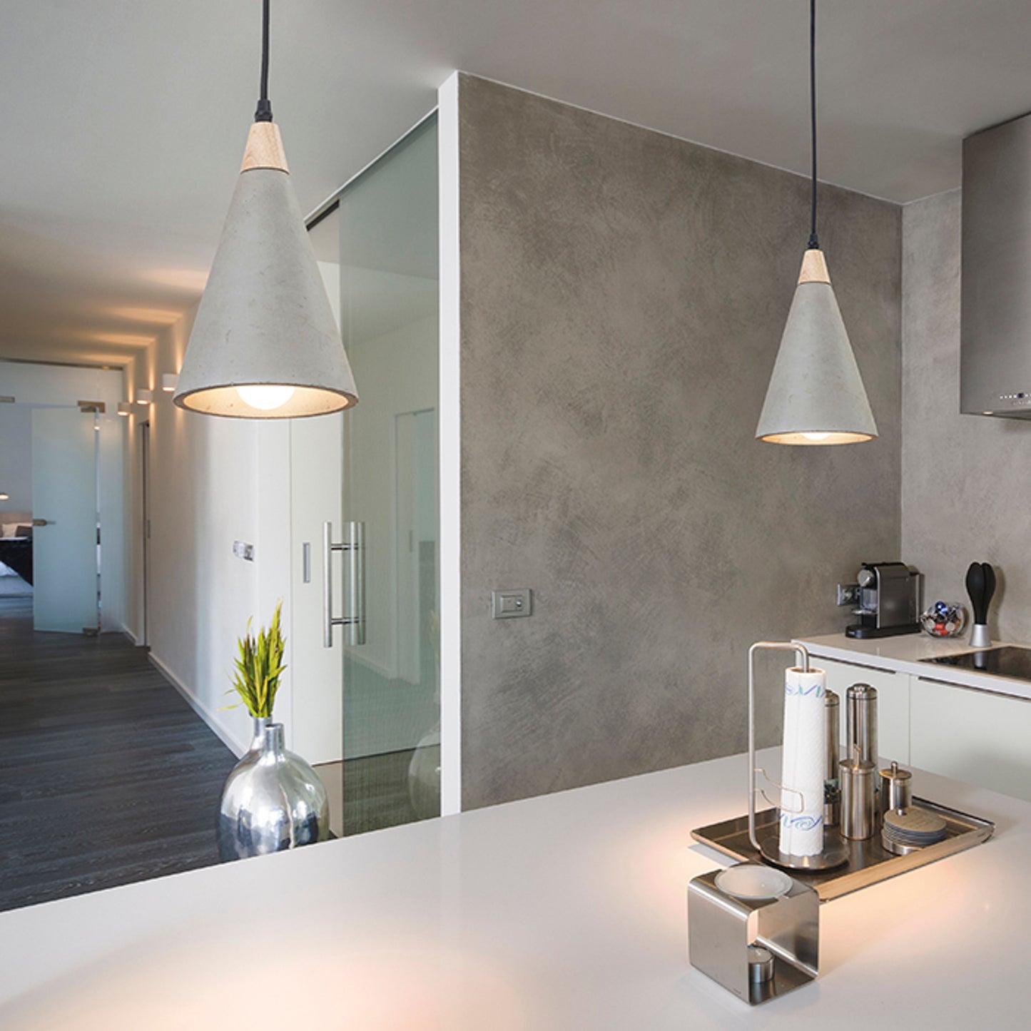 RENDL pendant lamp HEIDI pendant concrete/wood 230V LED E27 11W R12380 2