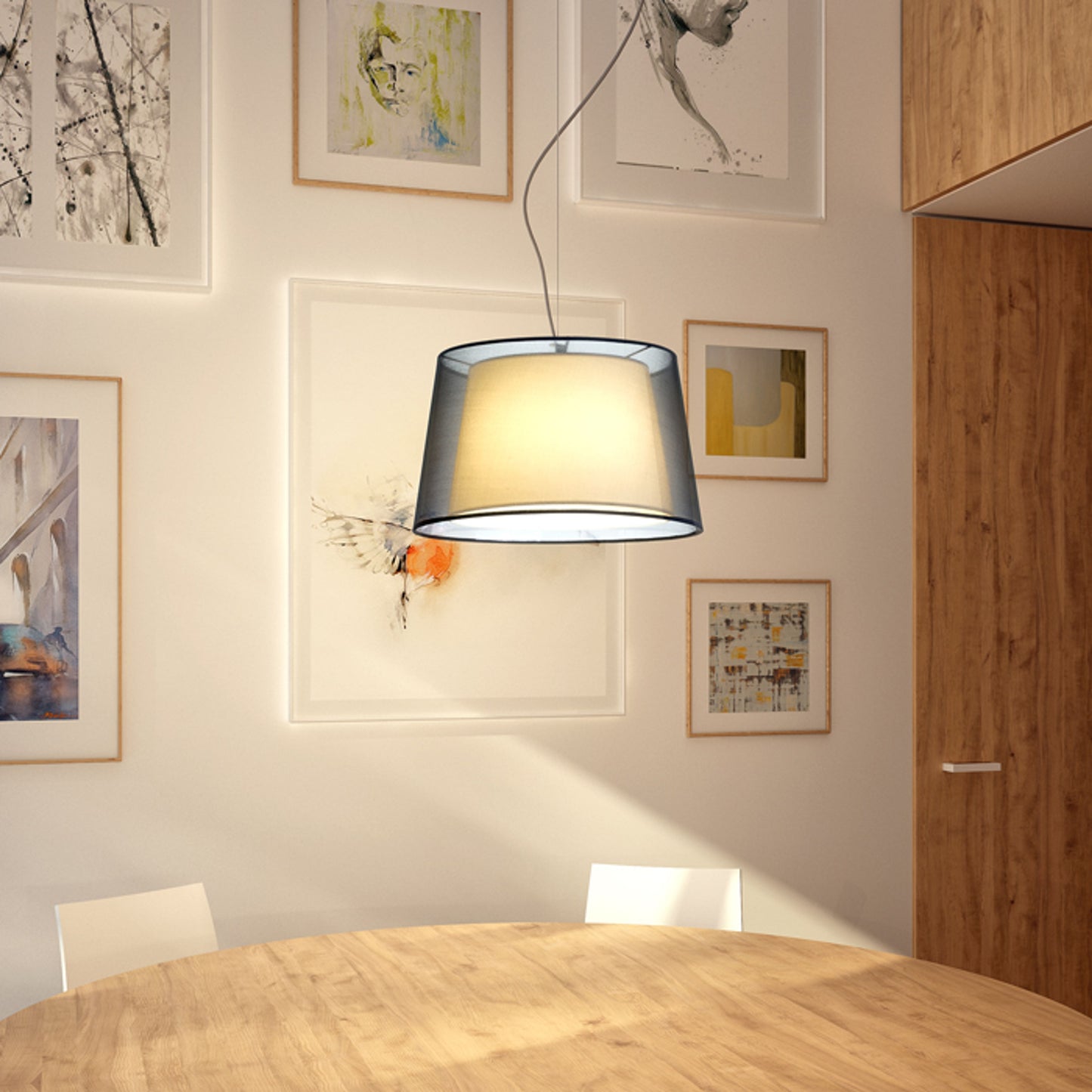 RENDL pendant lamp ESPLANADE pendant transparent black/white chrome 230V LED E27 15W R12483 2