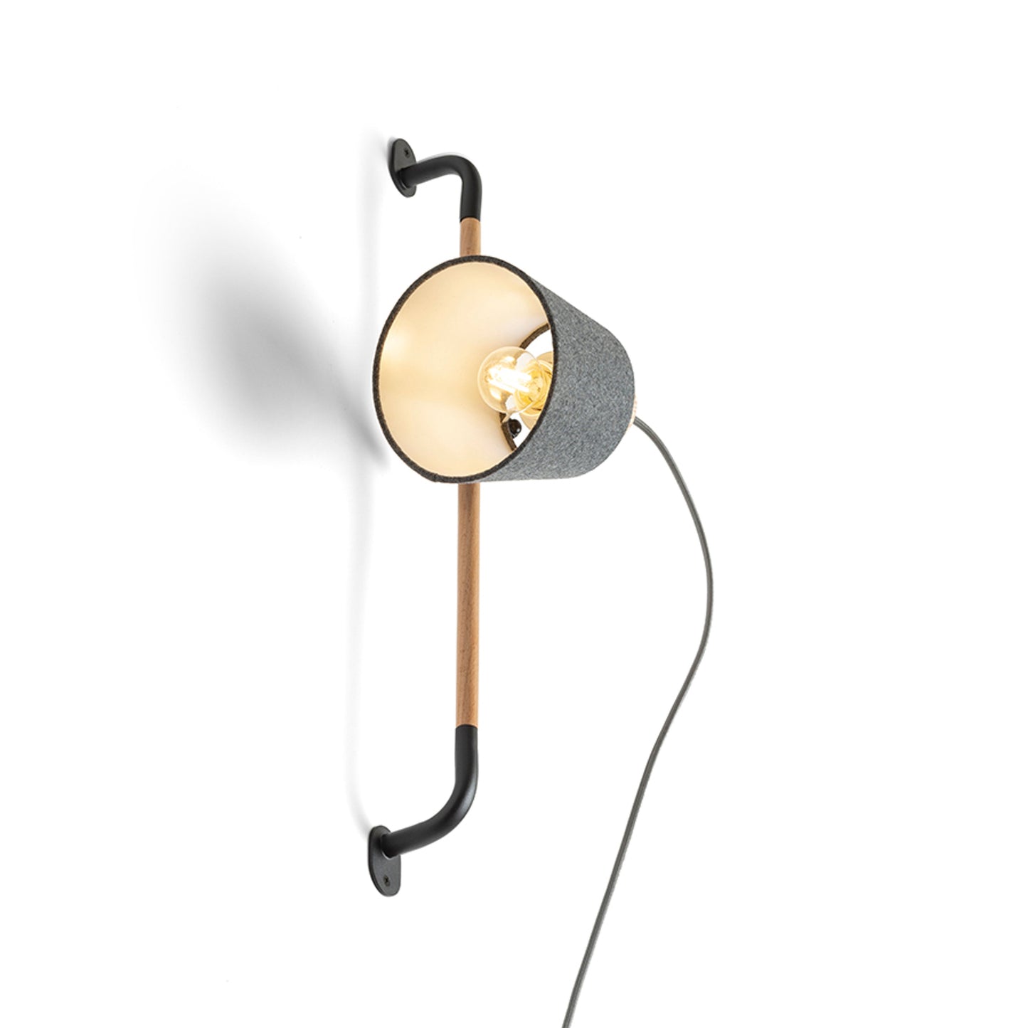 RENDL spotlight CHOUPETTE wall adjustable black grey textile/wood 230V LED E27 11W R13649 5