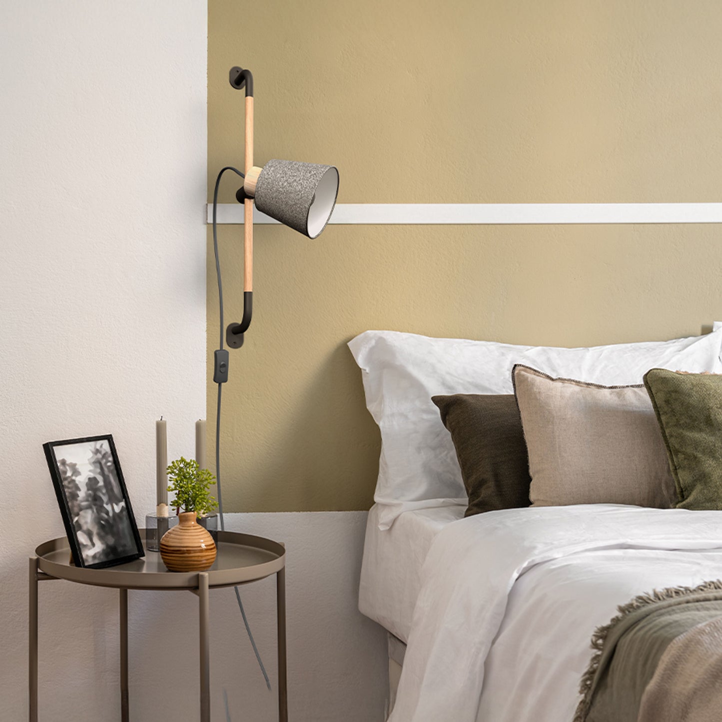 RENDL spotlight CHOUPETTE wall adjustable black grey textile/wood 230V LED E27 11W R13649 6
