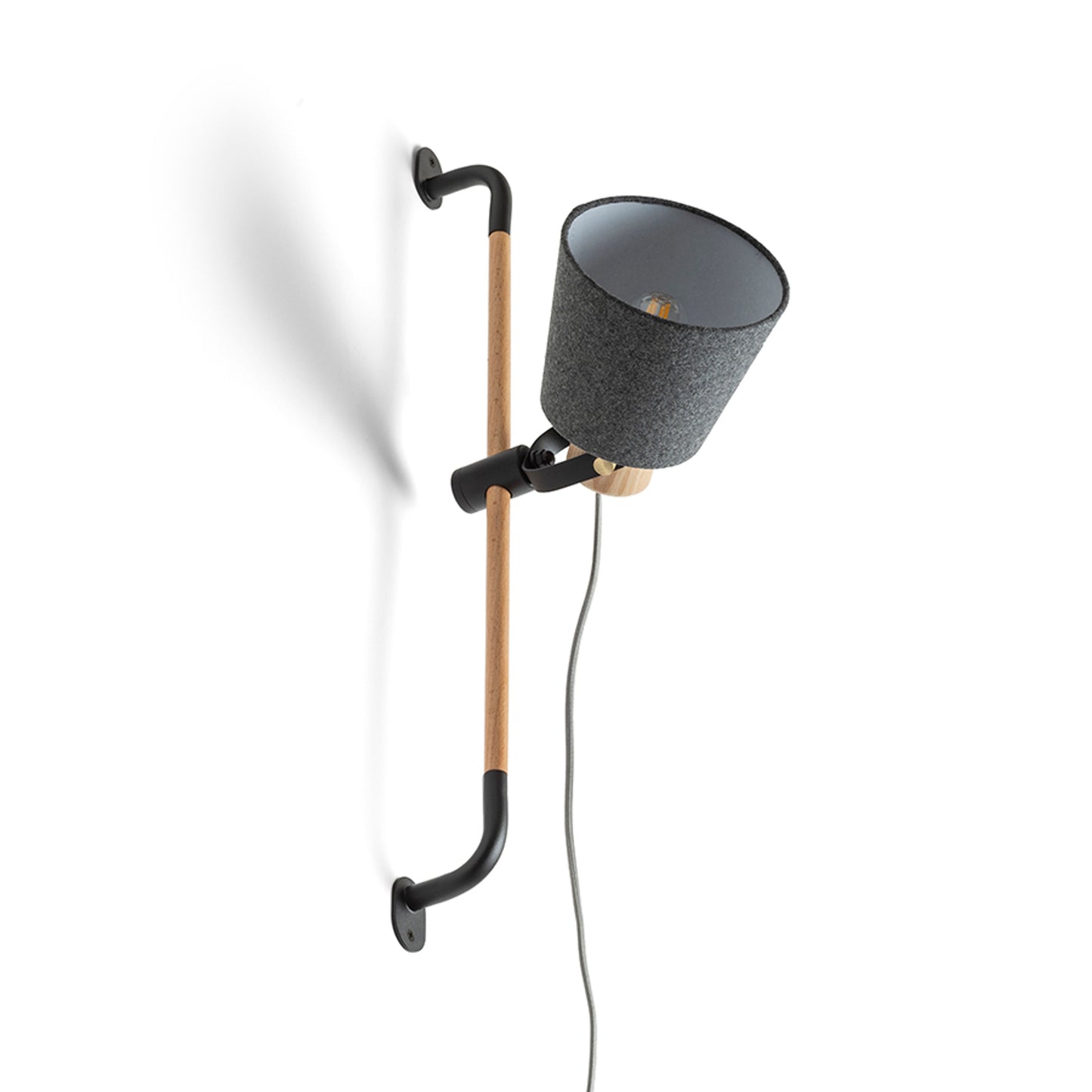 RENDL spotlight CHOUPETTE wall adjustable black grey textile/wood 230V LED E27 11W R13649 7