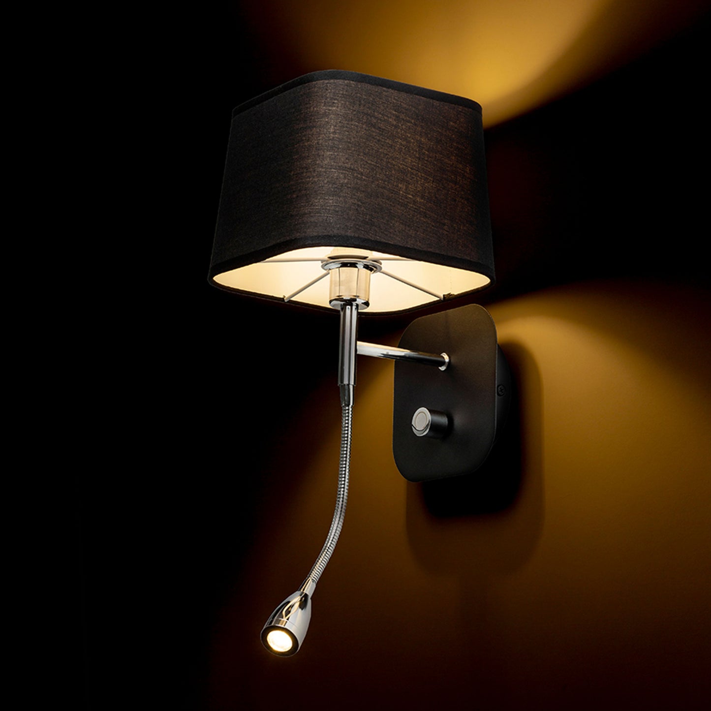 RENDL wall lamp PERTH wall with LED spotlight black/black chrome 230V LED E14 LED 7+3W 30° 3000K R13662 3