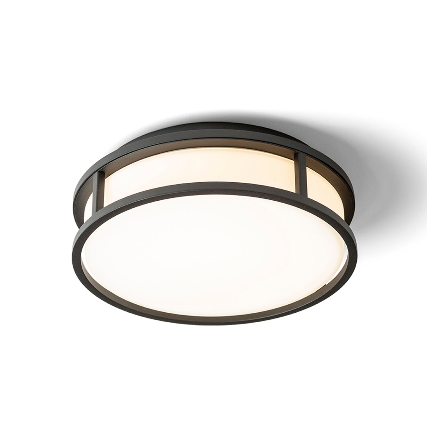 RENDL surface mounted lamp GRANDE LED 25 ceiling opal-colored glass/black 230V LED 12W IP44 3000K R13677 1