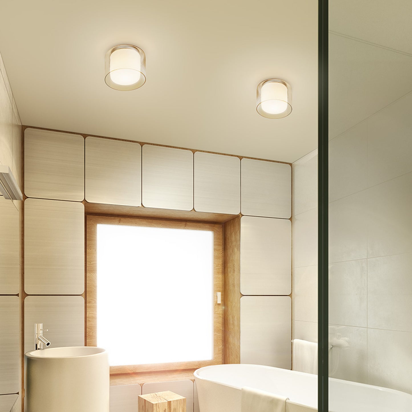 RENDL surface mounted lamp VENICE 23 ceiling clear glass/opal-colored glass/chrome 230V LED E27 11W IP44 R13684 3
