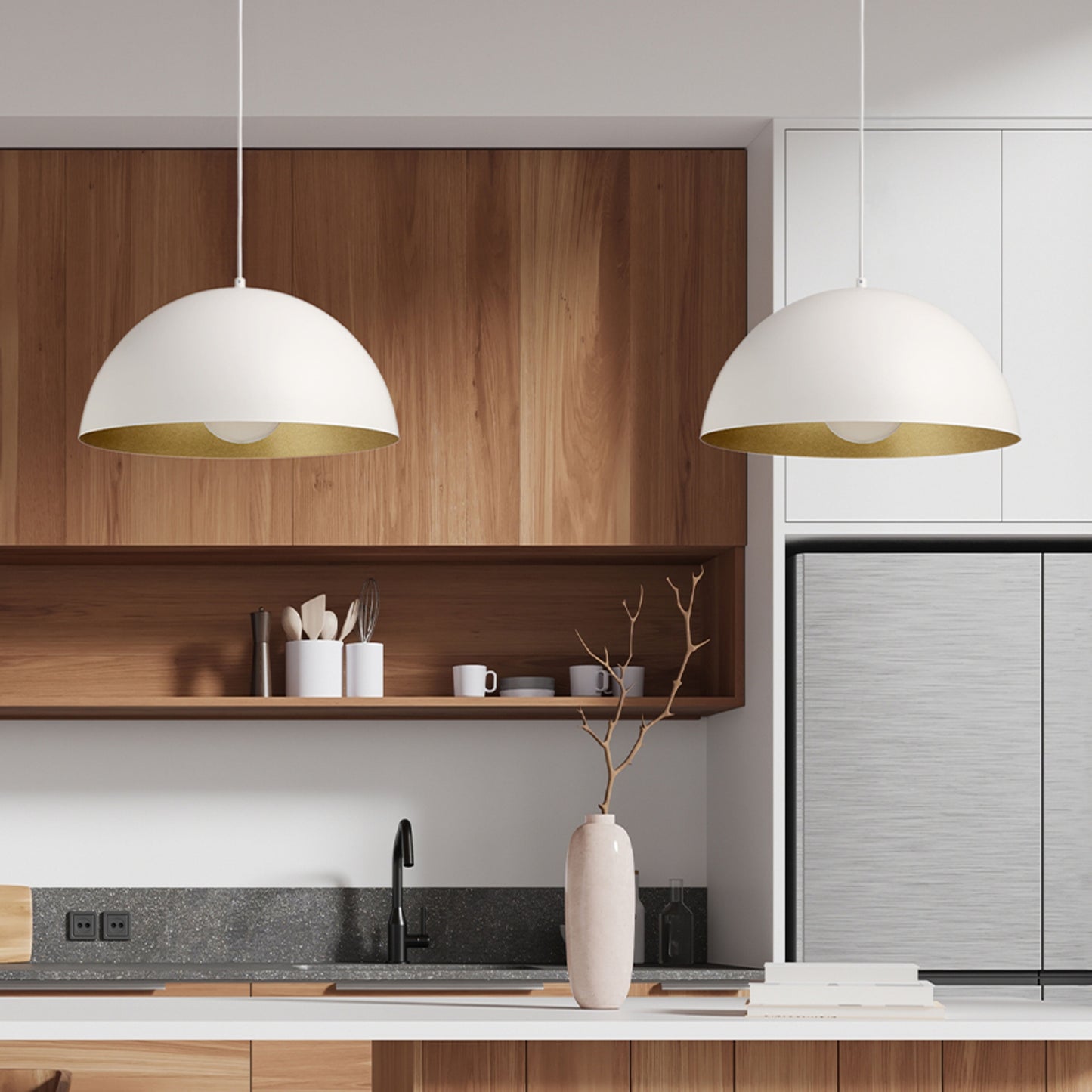 RENDL pendant lamp GLADYS 40 pendant white/gold 230V LED E27 30W R14112 5